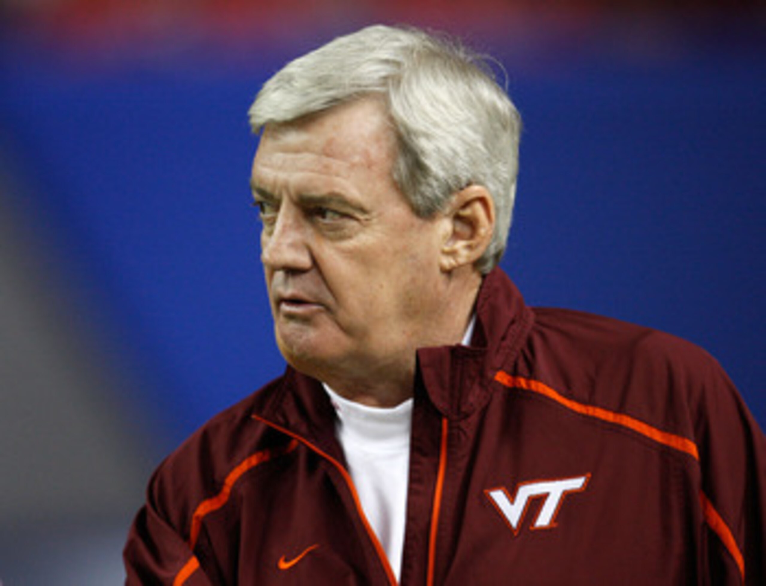 ATLANTA - DECEMBER 31: Head coach Frank Beamer of the Virginia Tech Hokies watches pre-game warmups before the Chick-Fil-A Bowl against the Tennessee Volunteers at the Georgia Dome on December 31, 2009 in Atlanta, Georgia. The Hokies beat the Volunteers ATLANTA - DECEMBER 31: Head coach Frank Beamer of the Virginia Tech Hokies watches pre-game warmups before the Chick-Fil-A Bowl against the Tennessee Volunteers at the Georgia Dome on December 31, 2009 in Atlanta, Georgia. The Hokies beat the Volunteers