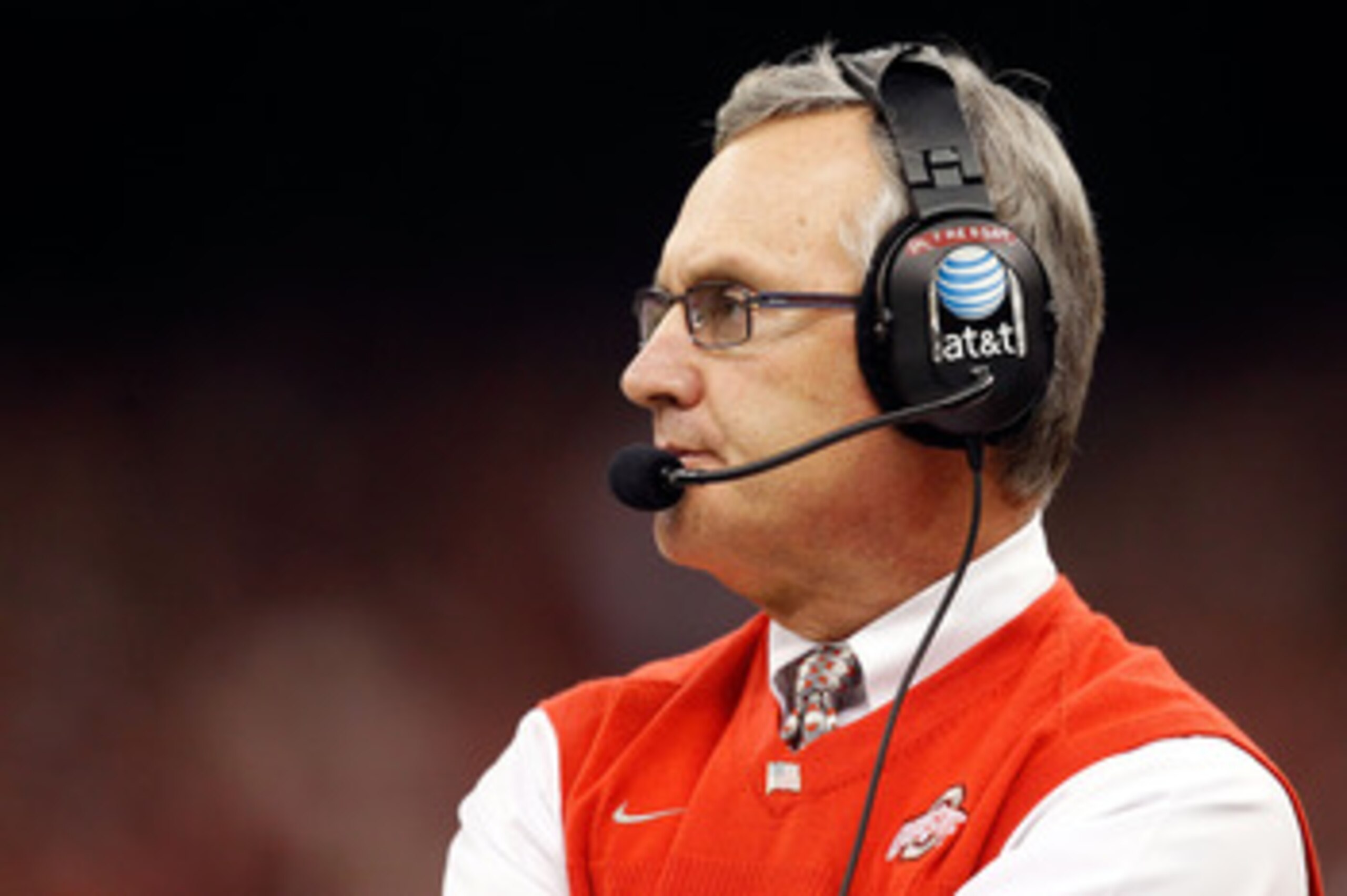 NEW ORLEANS, LA - JANUARY 04: Head coach Jim Tressel of the Ohio State Buckeyes looks on against the Arkansas Razorbacks during the Allstate Sugar Bowl at the Louisiana Superdome on January 4, 2011 in New Orleans, Louisiana. (Photo by Matthew Stockman/G NEW ORLEANS, LA - JANUARY 04: Head coach Jim Tressel of the Ohio State Buckeyes looks on against the Arkansas Razorbacks during the Allstate Sugar Bowl at the Louisiana Superdome on January 4, 2011 in New Orleans, Louisiana. (Photo by Matthew Stockman/G