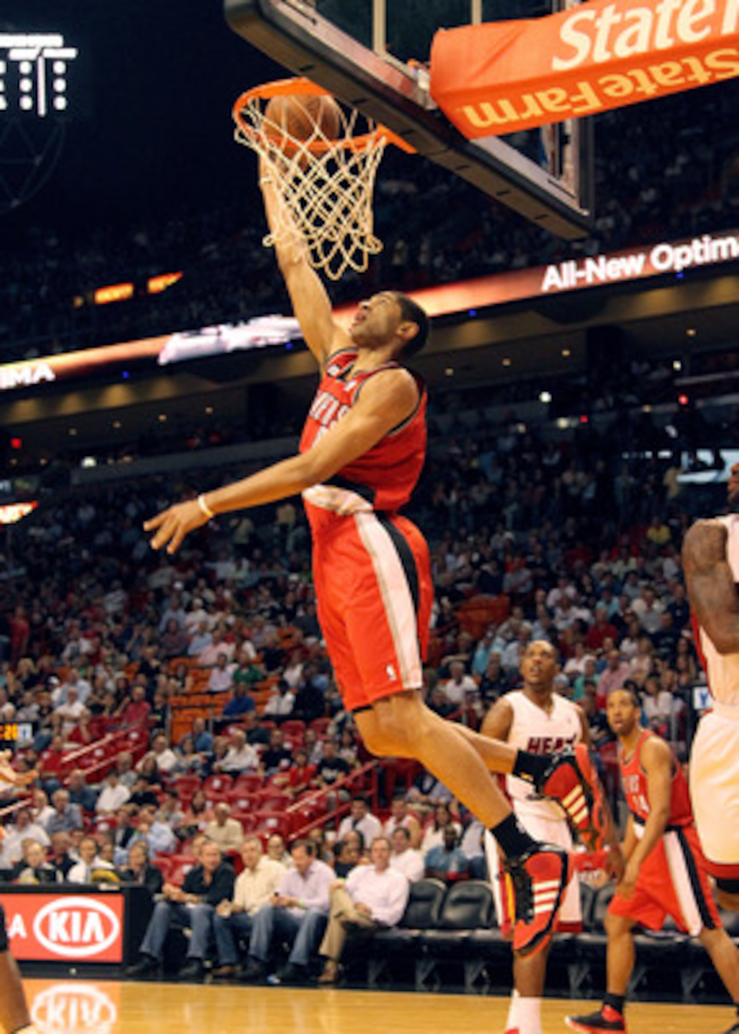 MIAMI, FL - MARCH 08:  Nicholas Batum #88 of the Portland Trail Blazers drives to the basket during a game against the Miami Heat at American Airlines Arena on March 8, 2011 in Miami, Florida. NOTE TO USER: User expressly acknowledges and agrees that, by