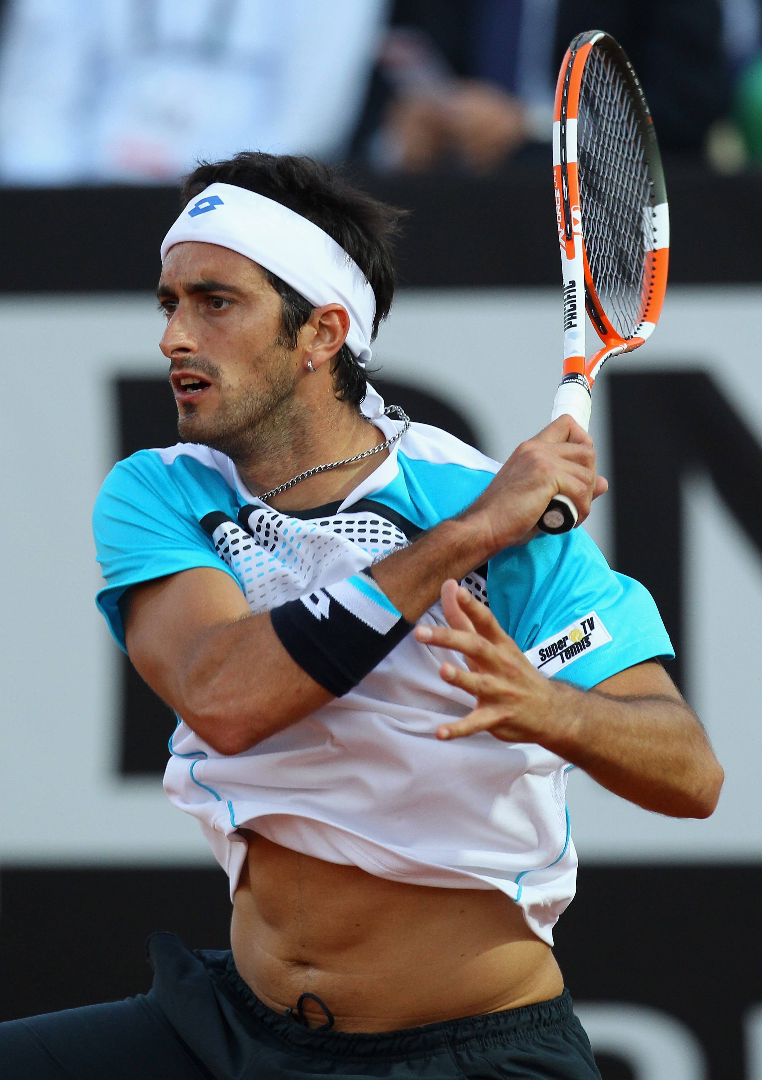 ROME, ITALY - MAY 12: Potito Starace of Italy during his third round match against Andy Murray of Great Britain during day five of the Internazionali BNL d'Italia at the Foro Italico Tennis Centre on May 12, 2011 in Rome, Italy. (Photo by Alex Livesey/G ROME, ITALY - MAY 12: Potito Starace of Italy during his third round match against Andy Murray of Great Britain during day five of the Internazionali BNL d'Italia at the Foro Italico Tennis Centre on May 12, 2011 in Rome, Italy. (Photo by Alex Livesey/G