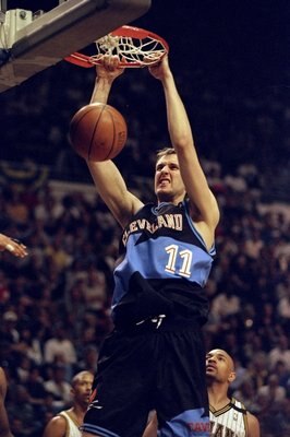 25 Apr 1998: Center Zydrunas Ilgauskas of the Cleveland Cavaliers in action against the Indiana Pacers during an NBA playoff game at the Market Square Arena in Indianapolis, Indiana. The Pacers defeated the Cavaliers 92-86.