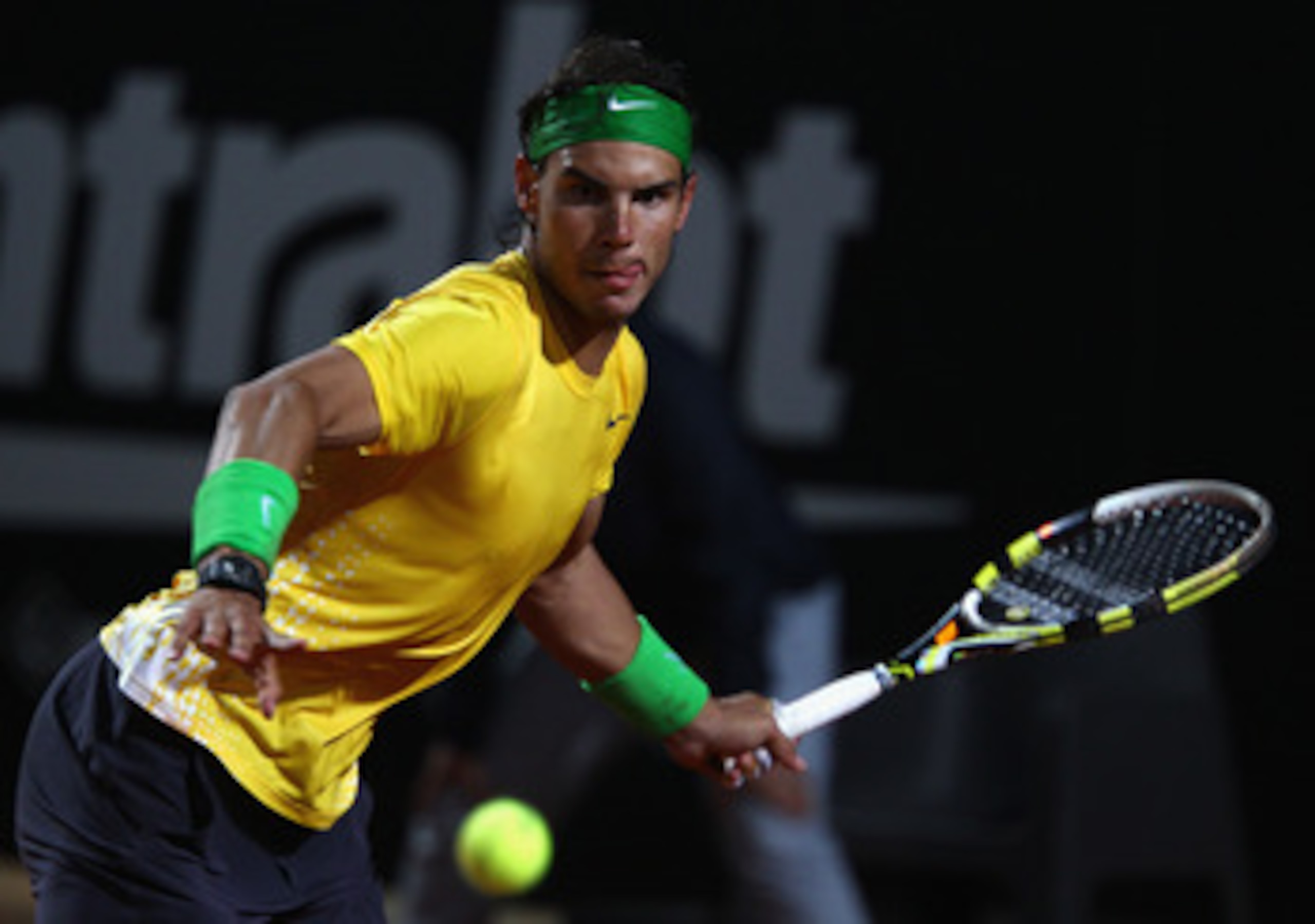 ROME, ITALY - MAY 15: Rafael Nadal of Spain in action during the final against Novak Djokovic of Serbia during day eight of the Internazoinali BNL D'Italia at the Foro Italico Tennis Centre on May 15, 2011 in Rome, Italy. (Photo by Clive Brunskill/Getty ROME, ITALY - MAY 15: Rafael Nadal of Spain in action during the final against Novak Djokovic of Serbia during day eight of the Internazoinali BNL D'Italia at the Foro Italico Tennis Centre on May 15, 2011 in Rome, Italy. (Photo by Clive Brunskill/Getty