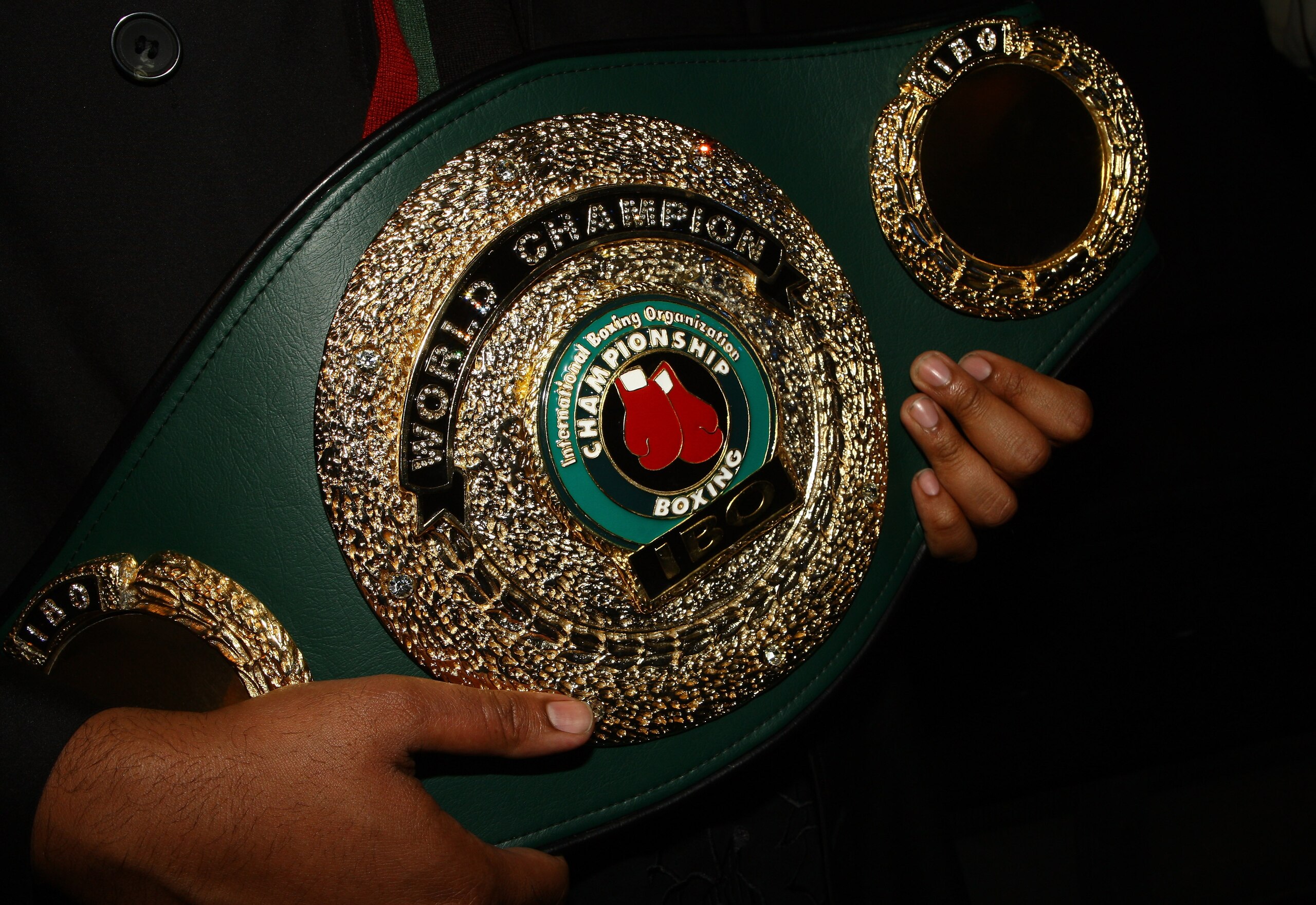 LONDON - MARCH 02:  The World Championship belt is seen as Ricky Hatton and Manny Pacquiao talk to the media at the Imperial War Museum on March 2, 2009  in London. Ricky Hatton will fight Manny Pacquiao on Saturday 2nd May 2009 at the MGM Grand Garden Ar