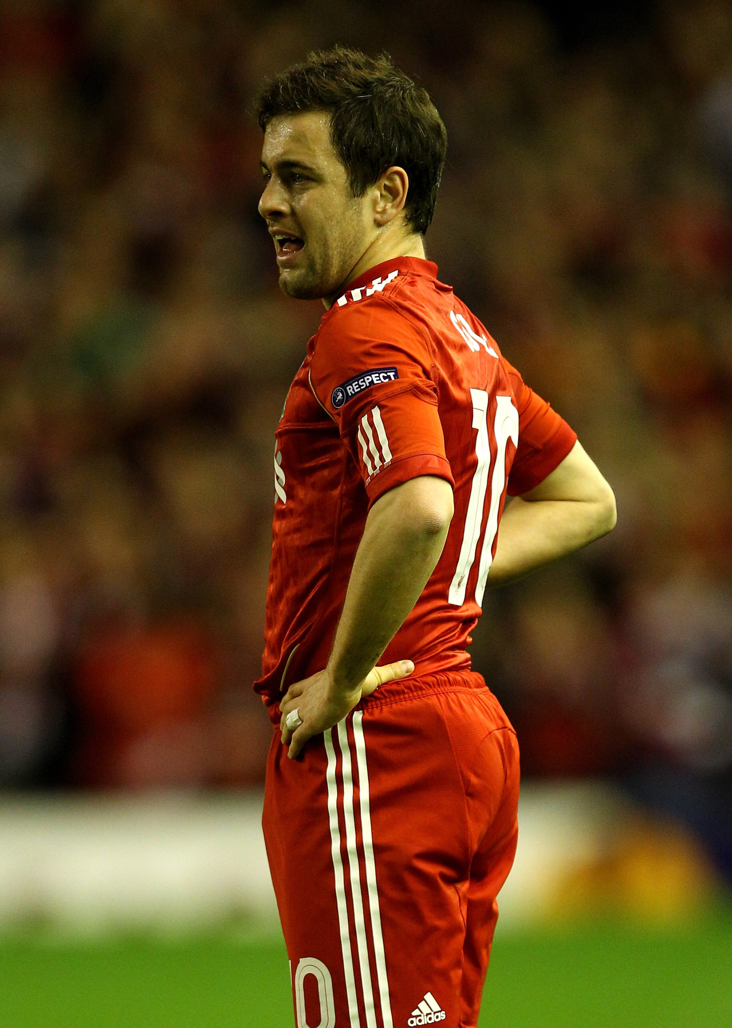LIVERPOOL, ENGLAND - FEBRUARY 24:  Joe Cole of Liverpool looks on during the UEFA Europa League Round of 32 2nd leg match beteween Liverpool and Sparta Prague at Anfield on February 24, 2011 in Liverpool, England.  (Photo by Richard Heathcote/Getty Images