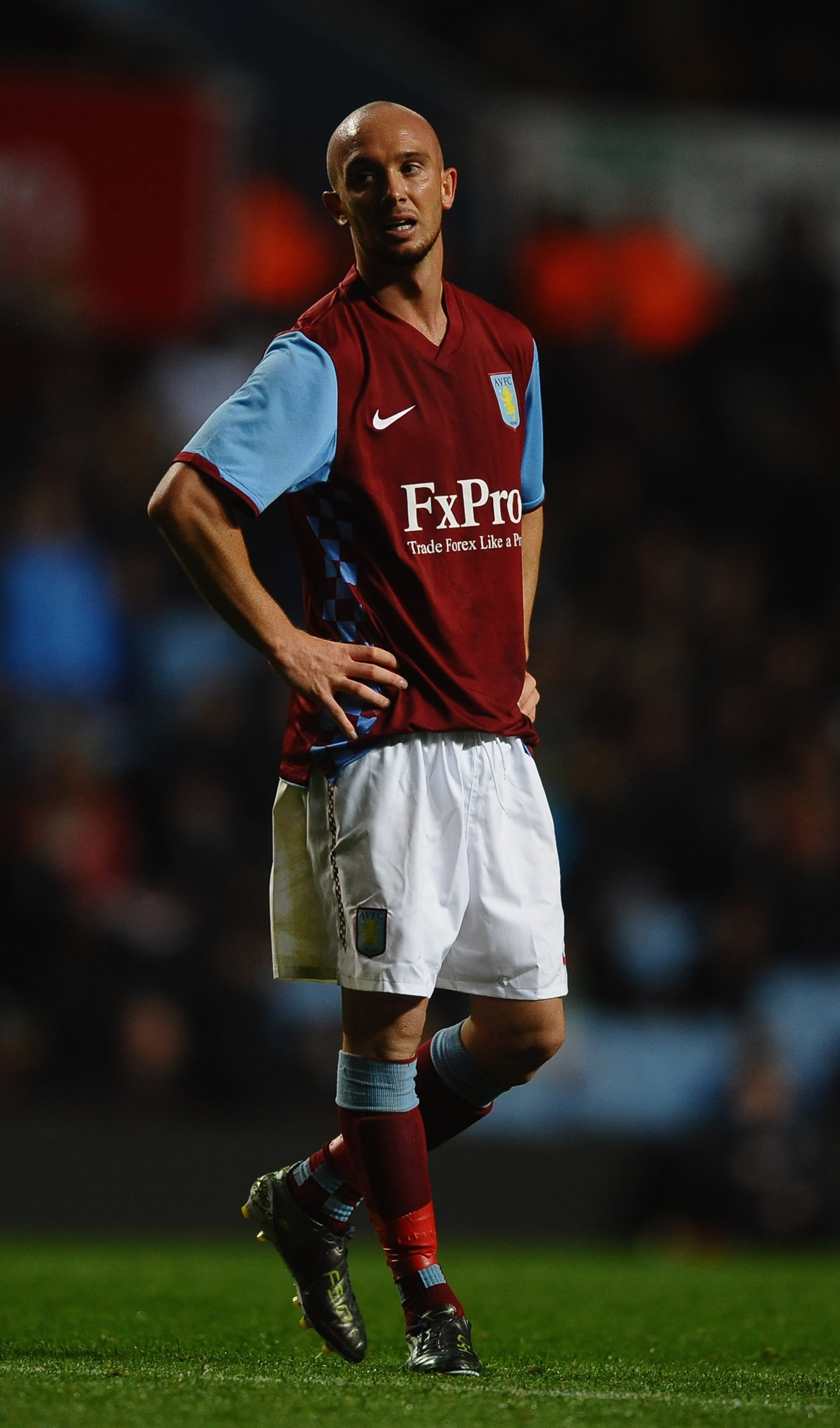 BIRMINGHAM, ENGLAND - AUGUST 26:  Stephen Ireland of Aston Villa shows his frustrations during the UEFA Europa League  Play Off, second leg match between Aston Villa and SK Rapid Vienna at Villa Park on August 26, 2010 in Birmingham, England.  (Photo by L