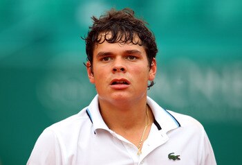 MONACO - APRIL 14:  Milos Raonic of Canada looks in his match against David Ferrer of Spain during Day Five of the ATP Masters Series Tennis at the Monte Carlo Country Club on April 14, 2011 in Monte Carlo, Monaco.  (Photo by Julian Finney/Getty Images)