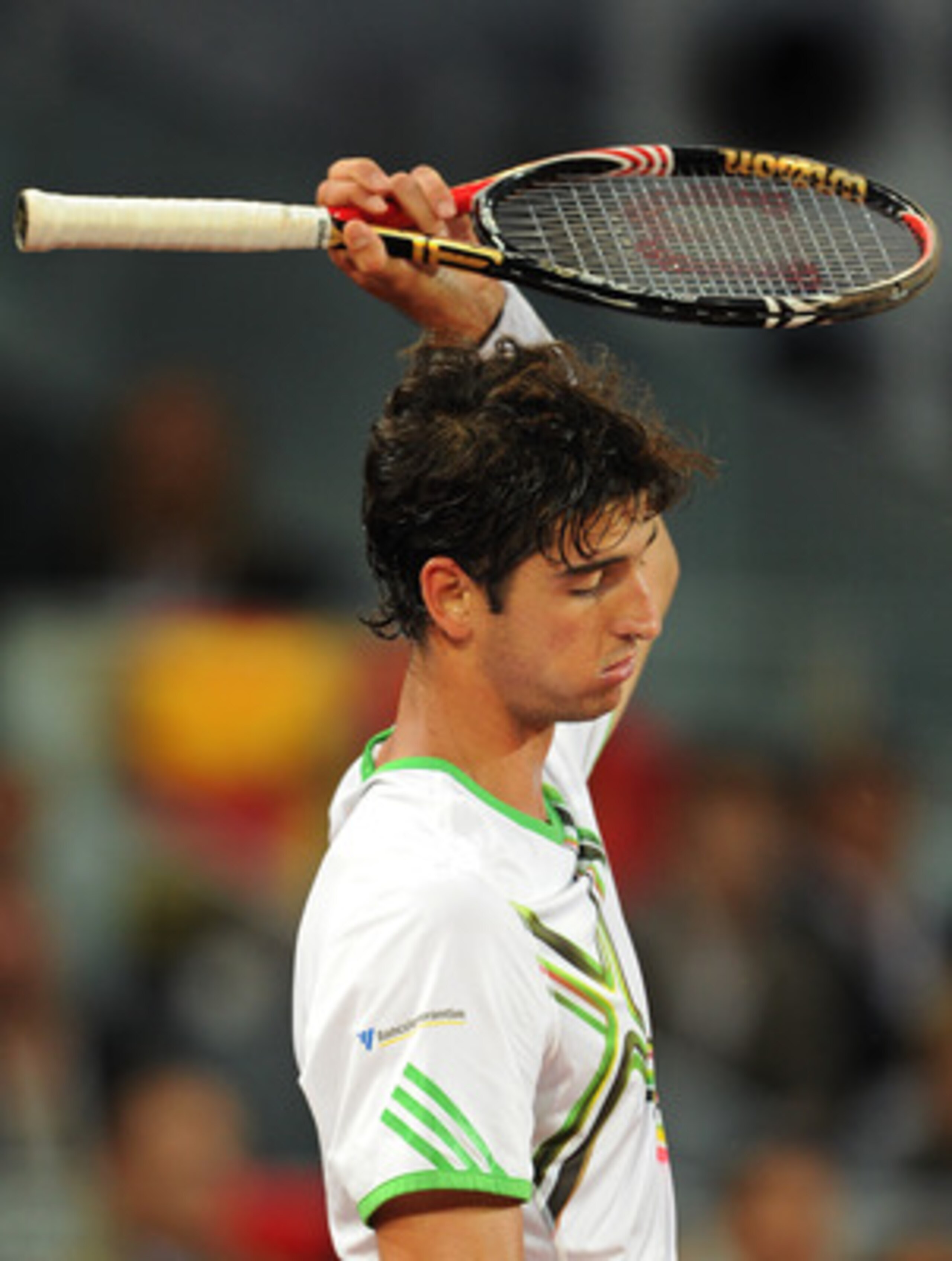 MADRID, SPAIN - MAY 07:  Thomaz Bellucci of Brazil reacts in his semi final match against Novak Djokovic of Serbia during day seven of the Mutua Madrilena Madrid Open Tennis on May 7, 2011 in Madrid, Spain.  (Photo by Jasper Juinen/Getty Images)
