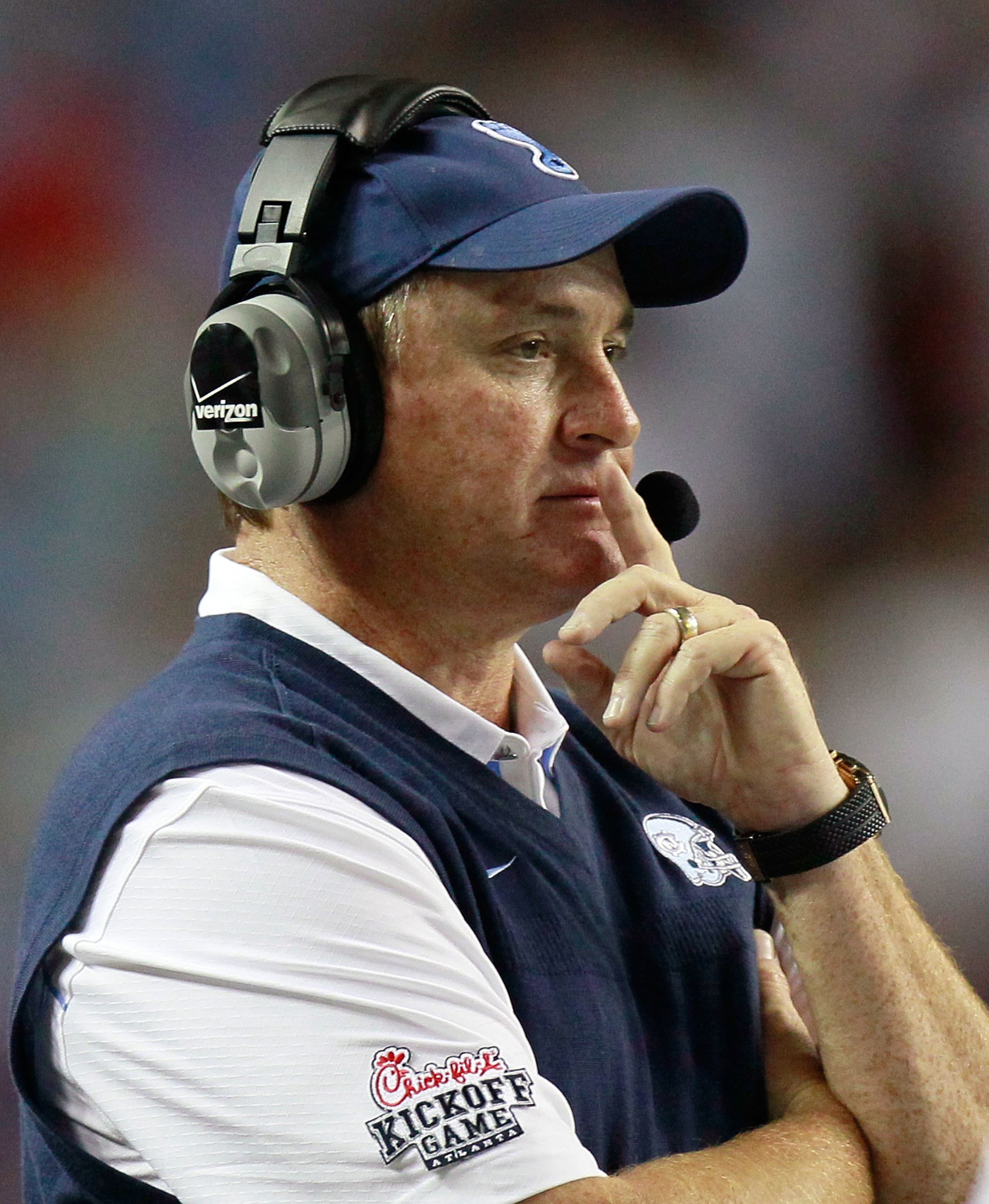 ATLANTA - SEPTEMBER 04: Head coach Butch Davis of the North Carolina Tar Heels against the LSU Tigers during the Chick-fil-A Kickoff Game at Georgia Dome on September 4, 2010 in Atlanta, Georgia. (Photo by Kevin C. Cox/Getty Images) ATLANTA - SEPTEMBER 04: Head coach Butch Davis of the North Carolina Tar Heels against the LSU Tigers during the Chick-fil-A Kickoff Game at Georgia Dome on September 4, 2010 in Atlanta, Georgia. (Photo by Kevin C. Cox/Getty Images)