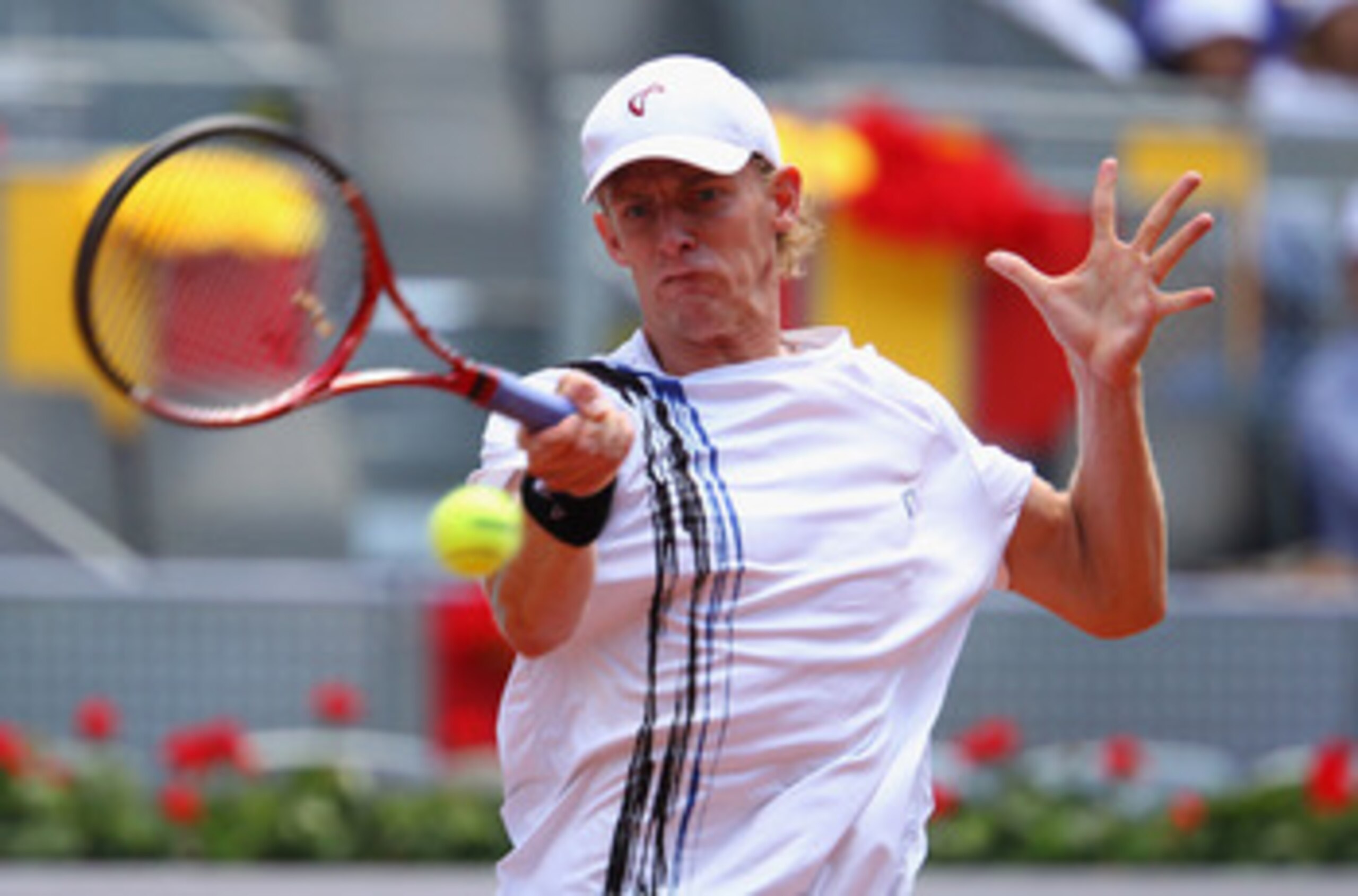 MADRID, SPAIN - MAY 04: Kevin Anderson of South Africa plays a forehand in his match against Novak Djokovic of Serbia during day five of the Mutua Madrilena Madrid Open Tennis on May 4, 2011 in Madrid, Spain. (Photo by Julian Finney/Getty Images) MADRID, SPAIN - MAY 04: Kevin Anderson of South Africa plays a forehand in his match against Novak Djokovic of Serbia during day five of the Mutua Madrilena Madrid Open Tennis on May 4, 2011 in Madrid, Spain. (Photo by Julian Finney/Getty Images)