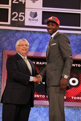 NEW YORK - JUNE 24: Ed Davis stands with NBA Commisioner David Stern after being drafted thirteenth by The Toronto Raptors at Madison Square Garden on June 24, 2010 in New York City. NOTE TO USER: User expressly acknowledges and agrees that, by download NEW YORK - JUNE 24: Ed Davis stands with NBA Commisioner David Stern after being drafted thirteenth by The Toronto Raptors at Madison Square Garden on June 24, 2010 in New York City. NOTE TO USER: User expressly acknowledges and agrees that, by download