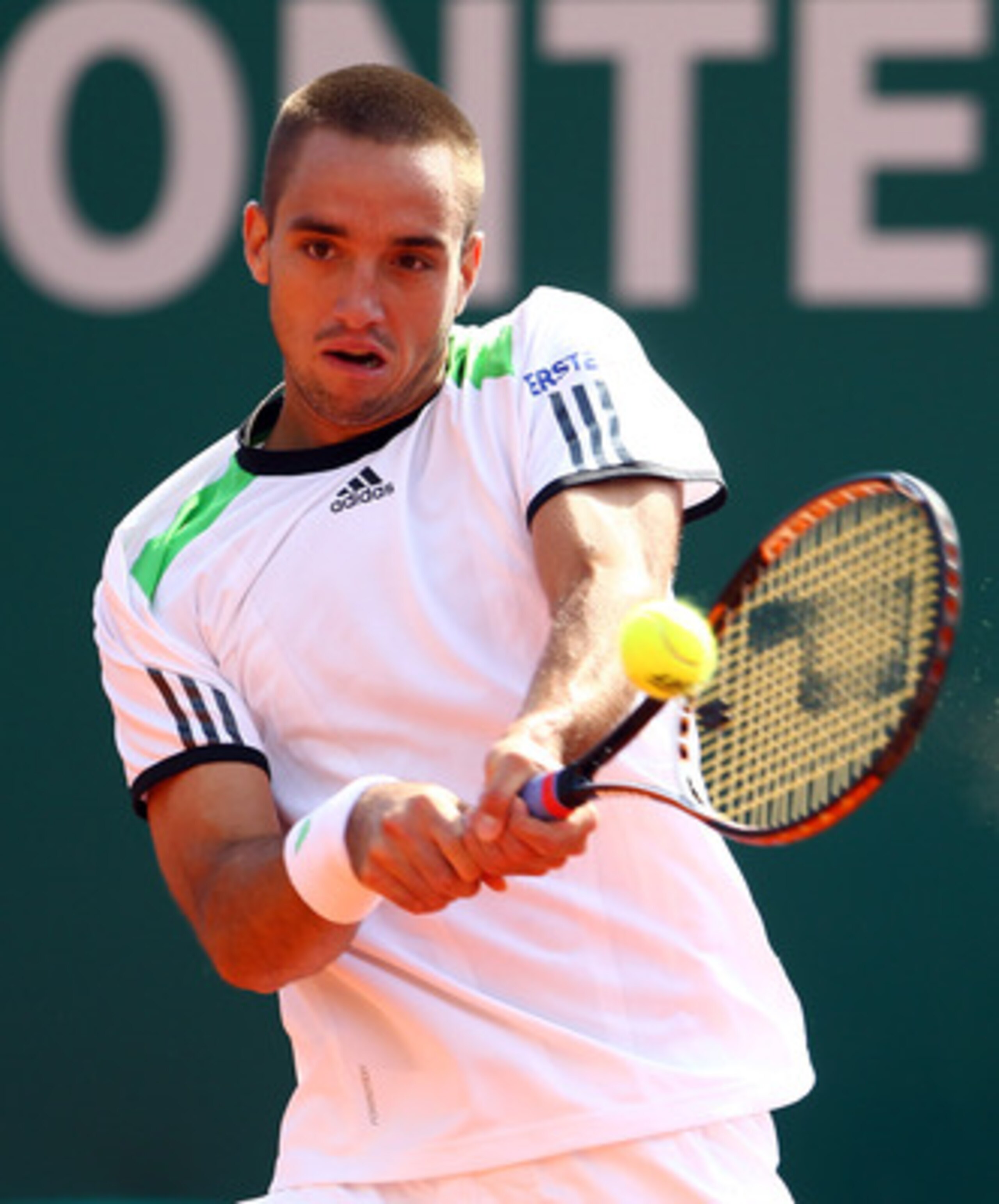 MONACO - APRIL 15: Viktor Troicki of Serbia plays a backhand in his match against David Ferrer of Spain during Day Six of the ATP Masters Series Tennis at the Monte Carlo Country Club on April 15, 2011 in Monte Carlo, Monaco. (Photo by Julian Finney/Get MONACO - APRIL 15: Viktor Troicki of Serbia plays a backhand in his match against David Ferrer of Spain during Day Six of the ATP Masters Series Tennis at the Monte Carlo Country Club on April 15, 2011 in Monte Carlo, Monaco. (Photo by Julian Finney/Get