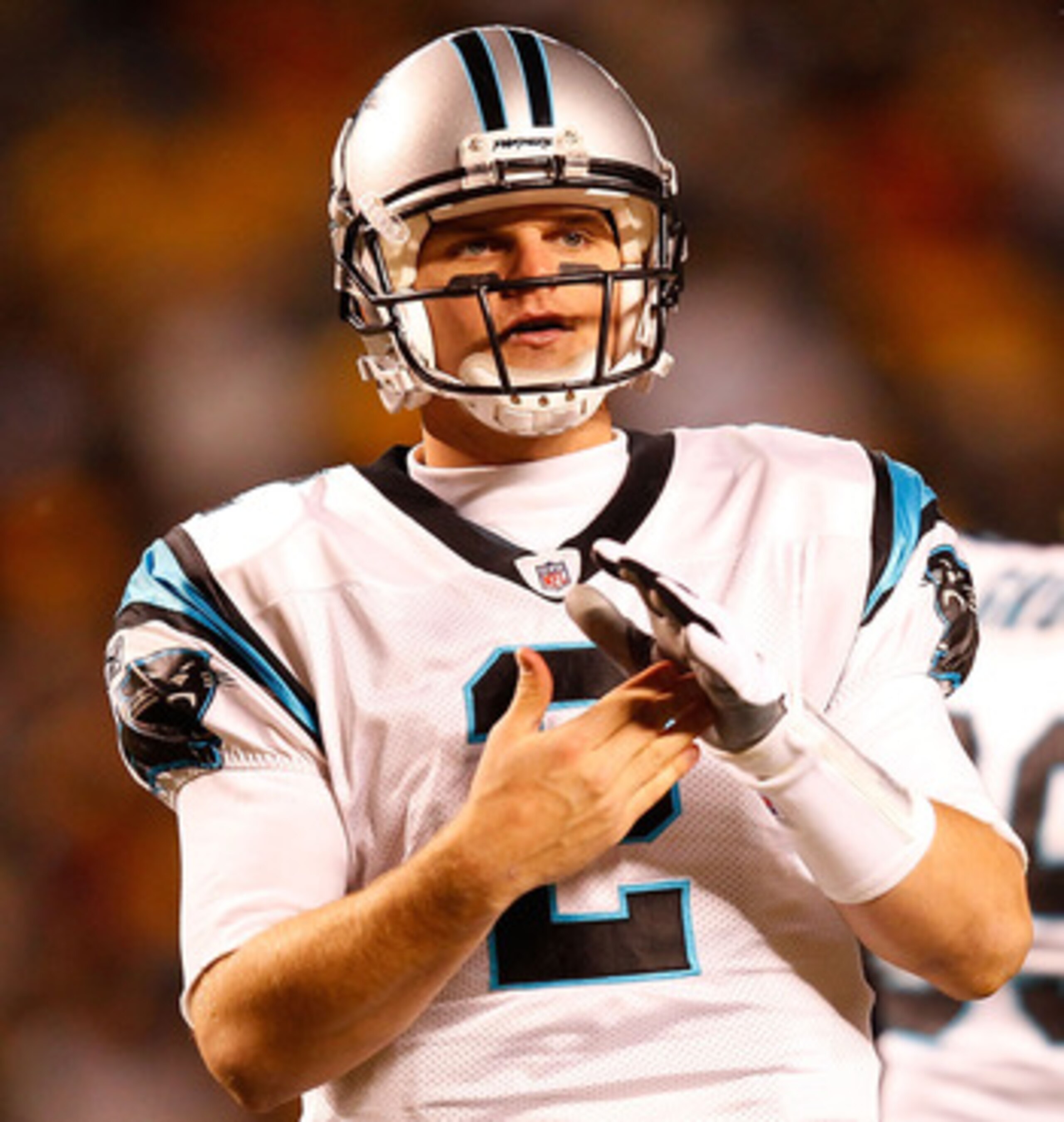 PITTSBURGH - DECEMBER 23: Jimmy Clausen #2 of the Carolina Panthers calls a timeout during the game against the Pittsburgh Steelers on December 23, 2010 at Heinz Field in Pittsburgh, Pennsylvania. (Photo by Jared Wickerham/Getty Images) PITTSBURGH - DECEMBER 23: Jimmy Clausen #2 of the Carolina Panthers calls a timeout during the game against the Pittsburgh Steelers on December 23, 2010 at Heinz Field in Pittsburgh, Pennsylvania. (Photo by Jared Wickerham/Getty Images)
