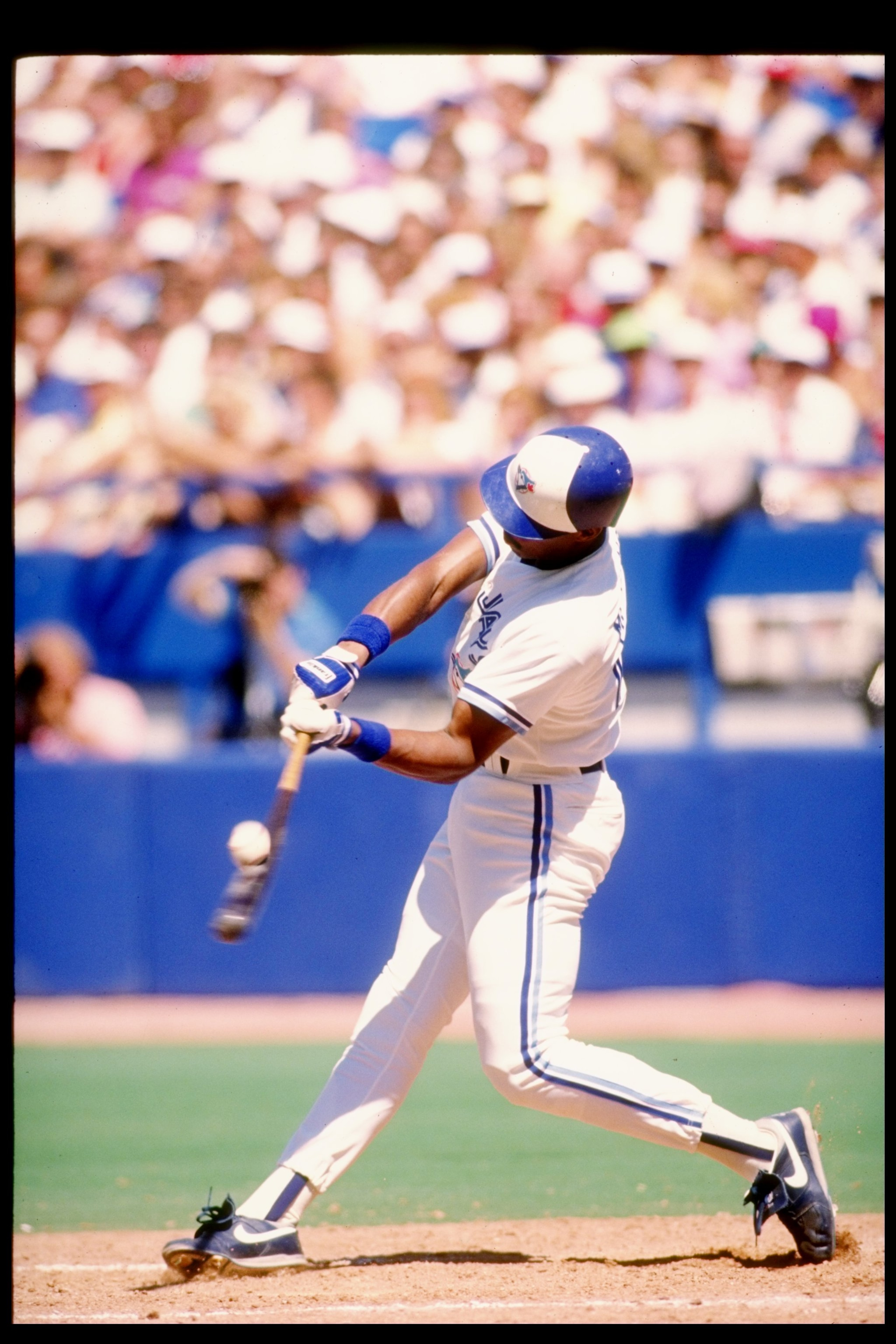 1989:  Outfielder Fred McGriff of the Toronto Blue Jays swings at the ball during a game. Mandatory Credit: Rick Stewart  /Allsport