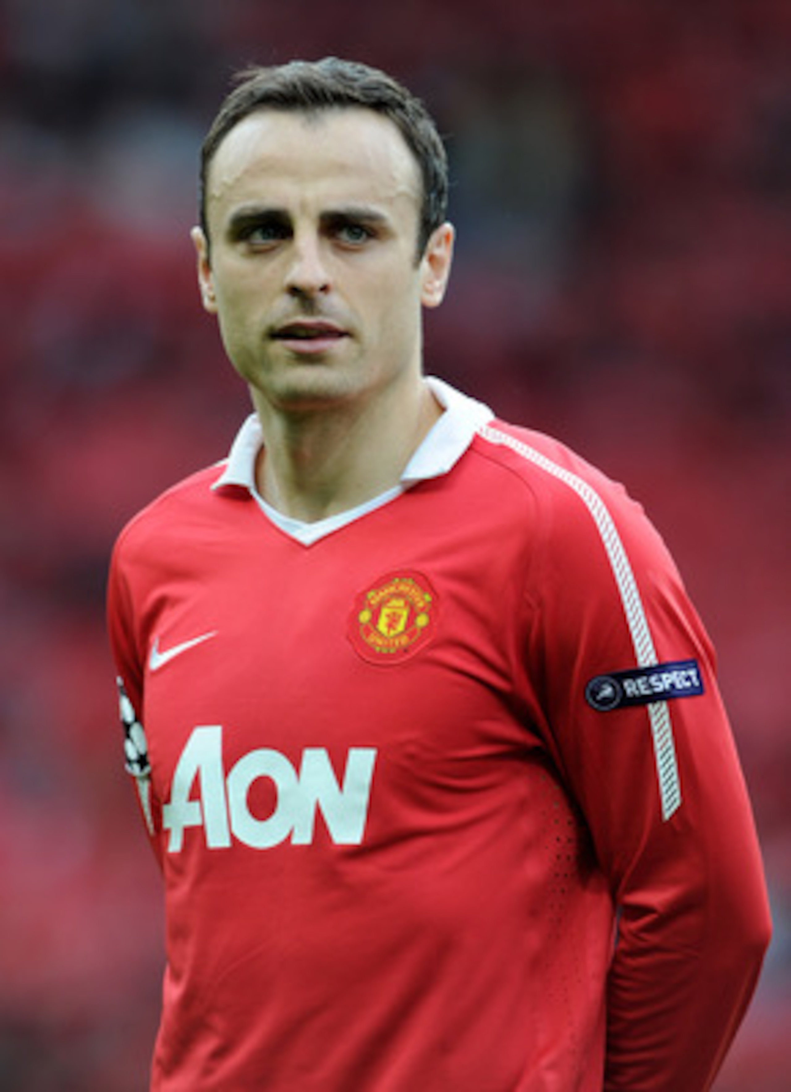 MANCHESTER, ENGLAND - MAY 04:  Dimitar Berbatov of Manchester United lines up prior to the UEFA Champions League Semi Final second leg match between Manchester United and Schalke at Old Trafford on May 4, 2011 in Manchester, England.  (Photo by Michael Re