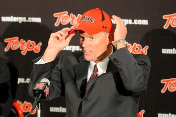 COLLEGE PARK, MD - JANUARY 3:  Randy Edsall is introduced as the University of Maryland Terps new head football coach during a press conference on January 3, 2011 at the Byrd Stadium in College Park, Maryland.  (Photo by Mitchell Layton/Getty Images)
