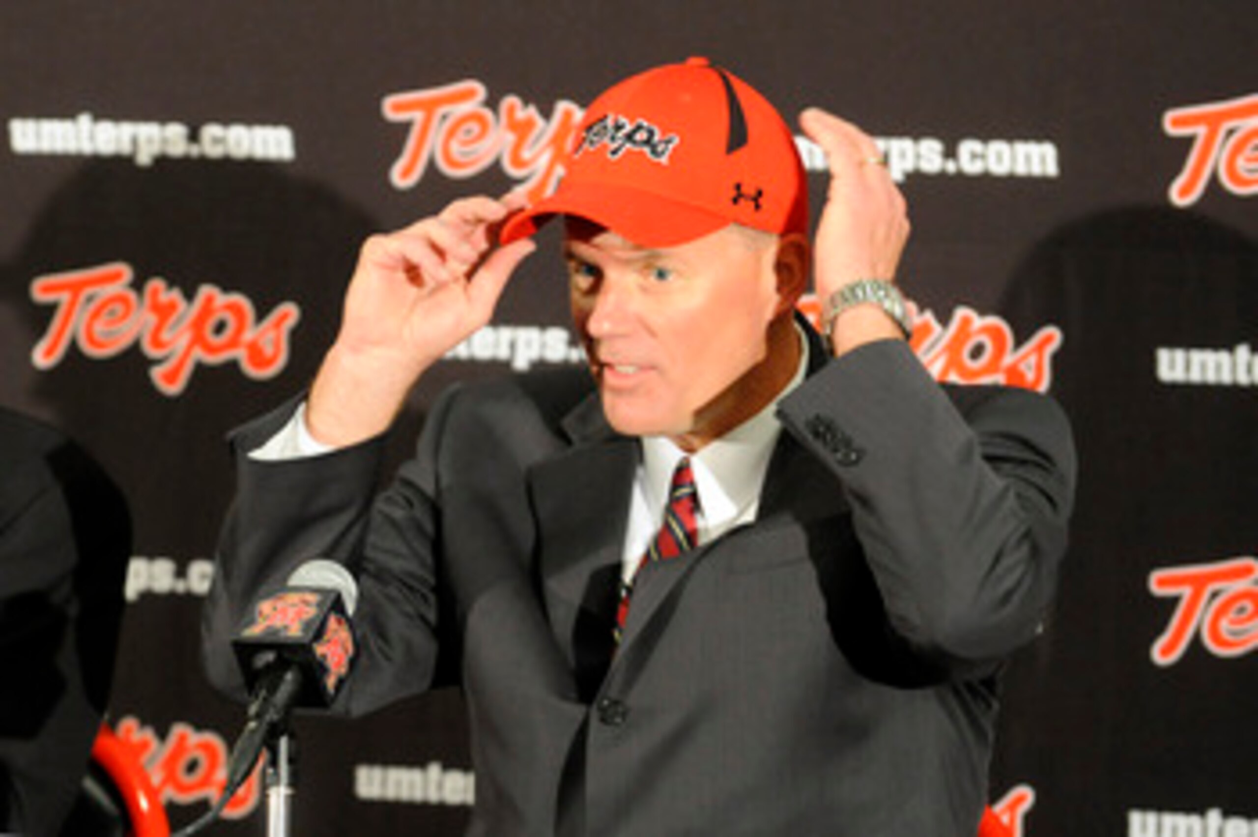COLLEGE PARK, MD - JANUARY 3: Randy Edsall is introduced as the University of Maryland Terps new head football coach during a press conference on January 3, 2011 at the Byrd Stadium in College Park, Maryland. (Photo by Mitchell Layton/Getty Images) COLLEGE PARK, MD - JANUARY 3: Randy Edsall is introduced as the University of Maryland Terps new head football coach during a press conference on January 3, 2011 at the Byrd Stadium in College Park, Maryland. (Photo by Mitchell Layton/Getty Images)