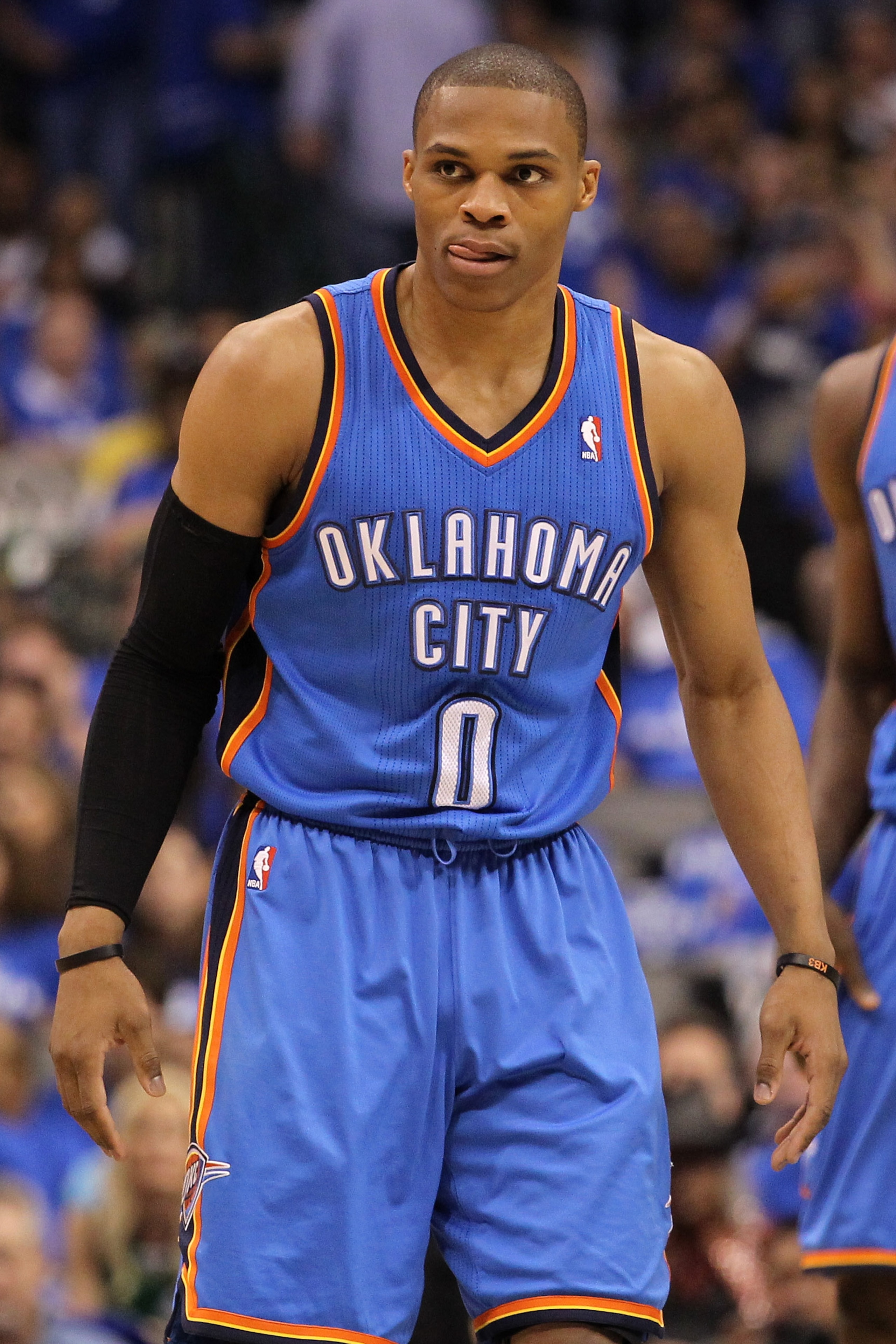 DALLAS, TX - MAY 19: Russell Westbrook #0 of the Oklahoma City Thunder looks on in the third quarter while taking on the Dallas Mavericks in Game Two of the Western Conference Finals during the 2011 NBA Playoffs at American Airlines Center on May 19, 201 DALLAS, TX - MAY 19: Russell Westbrook #0 of the Oklahoma City Thunder looks on in the third quarter while taking on the Dallas Mavericks in Game Two of the Western Conference Finals during the 2011 NBA Playoffs at American Airlines Center on May 19, 201