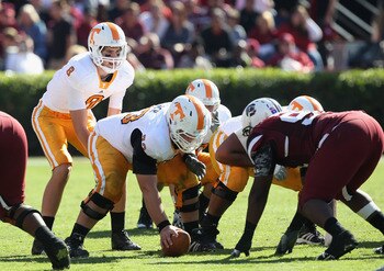 COLUMBIA, SC - OCTOBER 30: Tyler Bray #8 of the Tennessee Volunteers against the South Carolina Gamecocks during their game at Williams-Brice Stadium on October 30, 2010 in Columbia, South Carolina. (Photo by Streeter Lecka/Getty Images) COLUMBIA, SC - OCTOBER 30: Tyler Bray #8 of the Tennessee Volunteers against the South Carolina Gamecocks during their game at Williams-Brice Stadium on October 30, 2010 in Columbia, South Carolina. (Photo by Streeter Lecka/Getty Images)