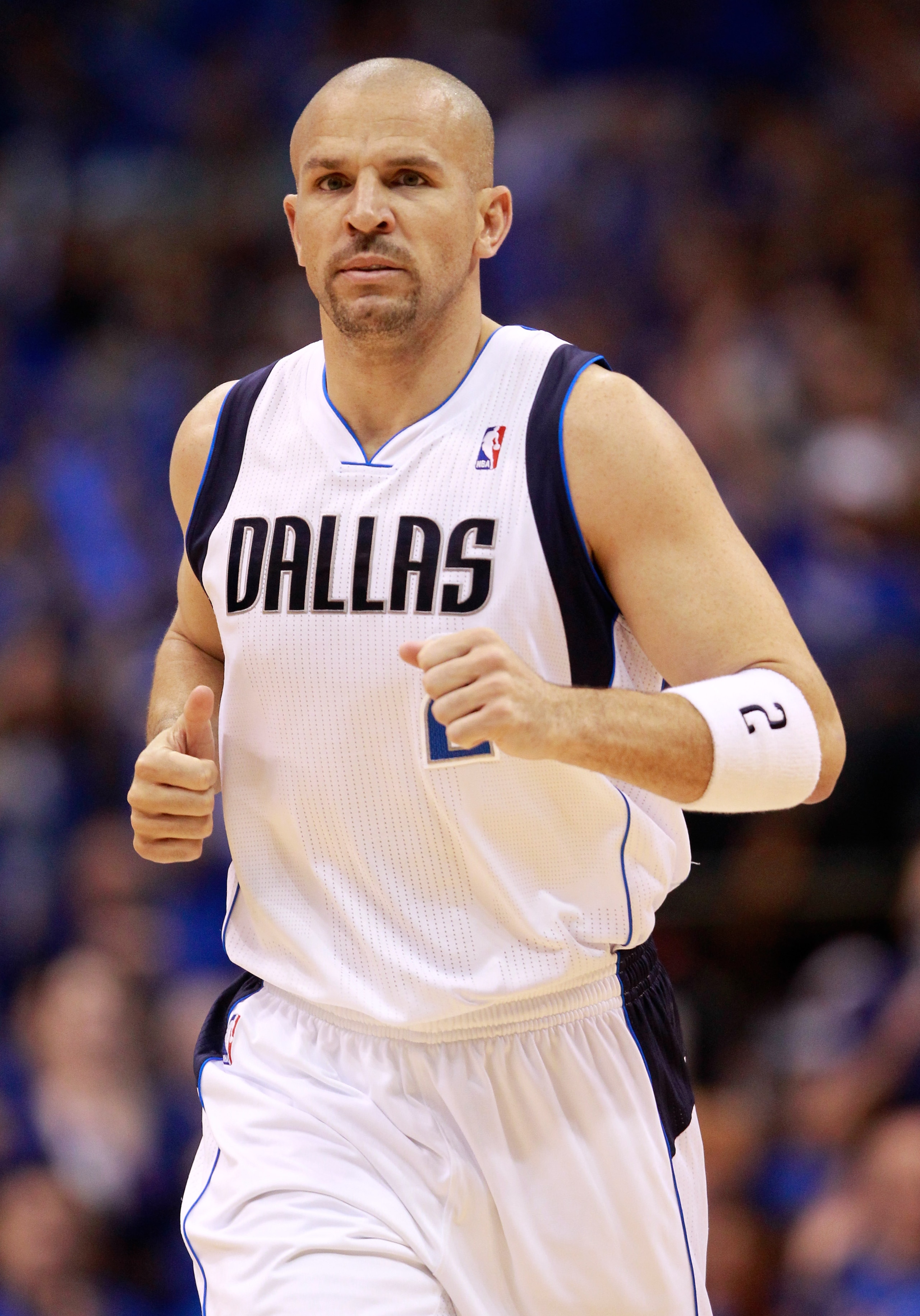 DALLAS, TX - MAY 19: Jason Kidd #2 of the Dallas Mavericks runs back down court while taking on the Oklahoma City Thunder in Game Two of the Western Conference Finals during the 2011 NBA Playoffs at American Airlines Center on May 19, 2011 in Dallas, Tex DALLAS, TX - MAY 19: Jason Kidd #2 of the Dallas Mavericks runs back down court while taking on the Oklahoma City Thunder in Game Two of the Western Conference Finals during the 2011 NBA Playoffs at American Airlines Center on May 19, 2011 in Dallas, Tex