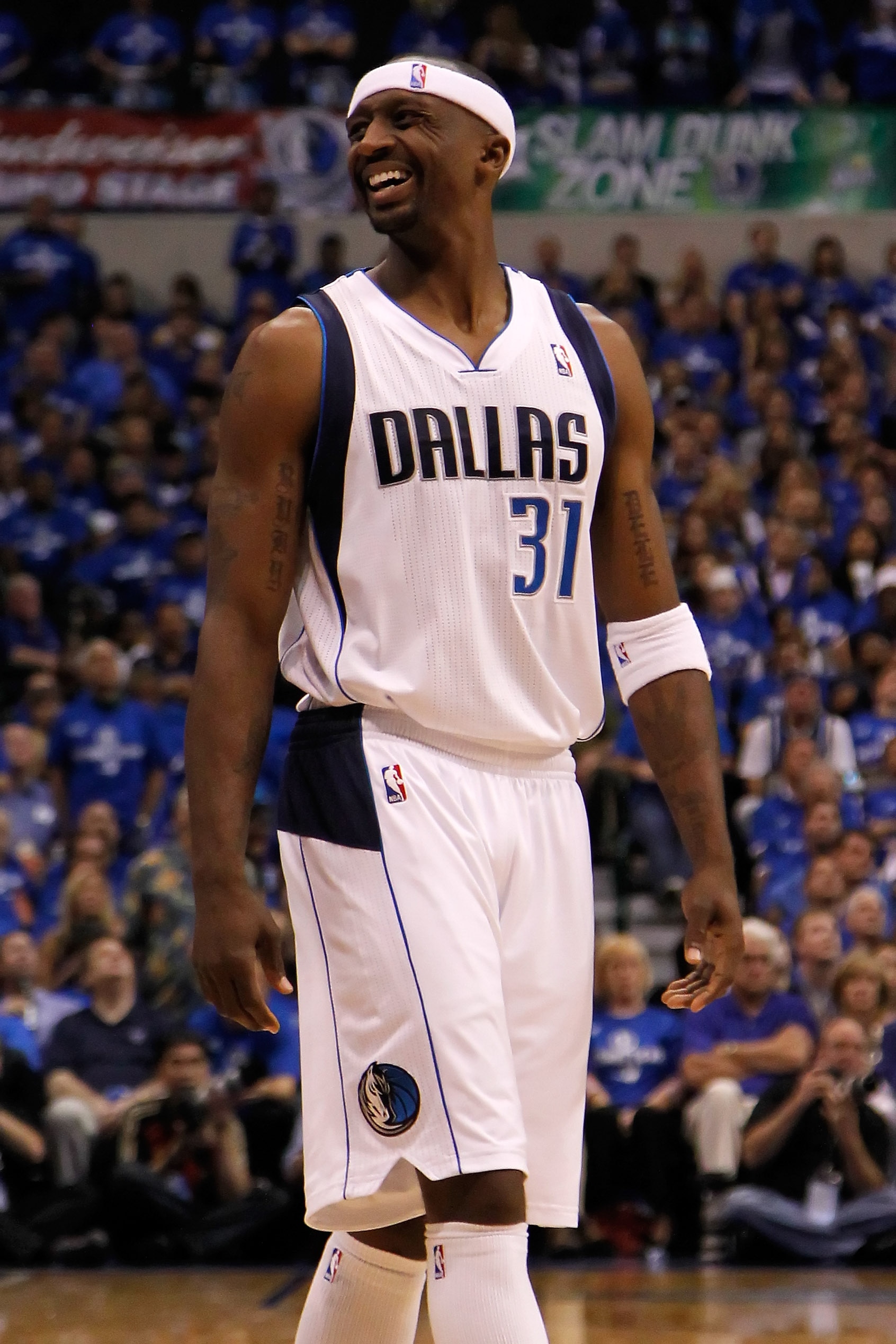 DALLAS, TX - MAY 19:  Jason Terry #31 of the Dallas Mavericks reacts while taking on the Oklahoma City Thunder in the first half in Game Two of the Western Conference Finals during the 2011 NBA Playoffs at American Airlines Center on May 19, 2011 in Dalla