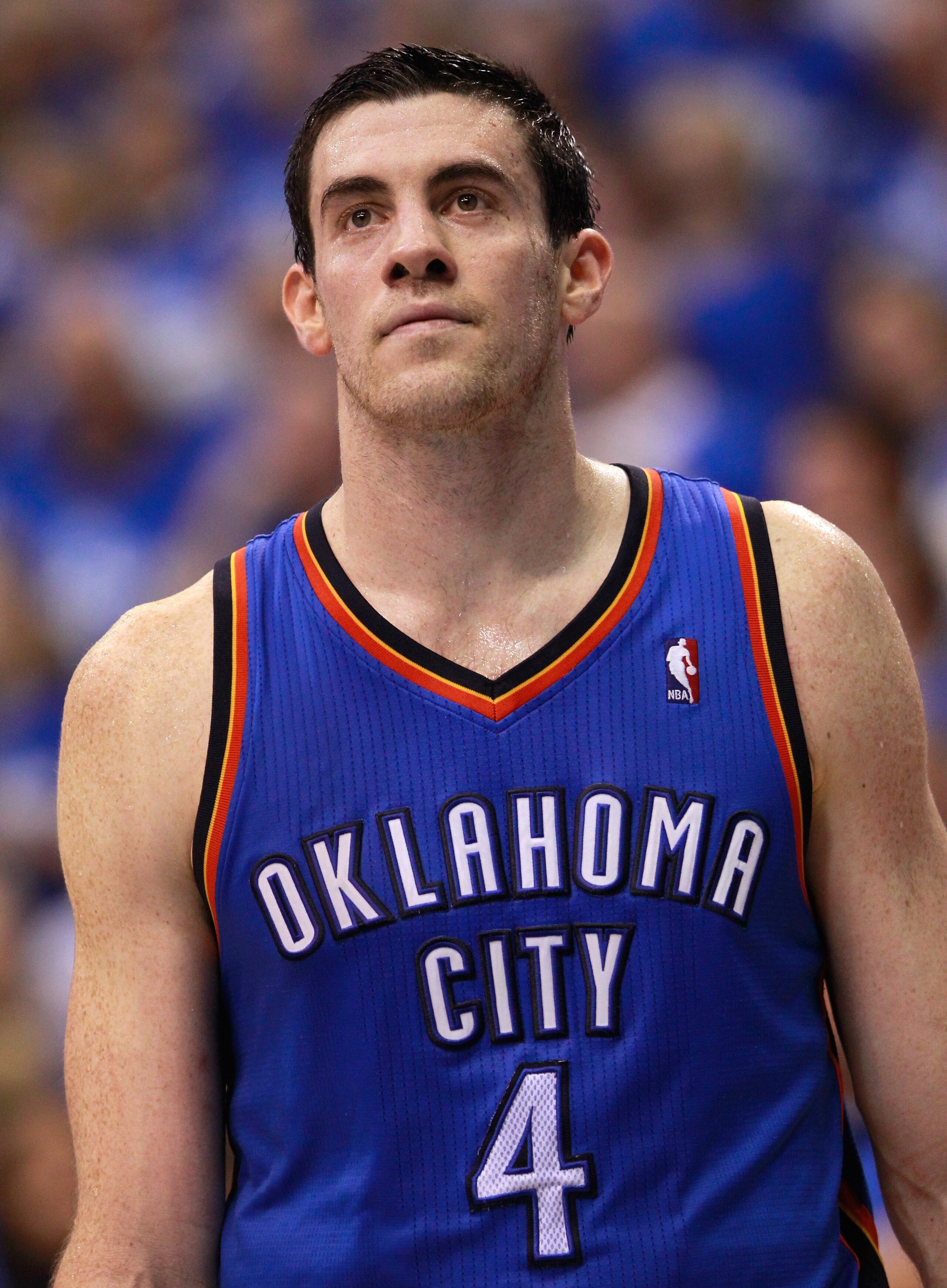 DALLAS, TX - MAY 19: Nick Collison #4 of the Oklahoma City Thunder looks on while taking on the Dallas Mavericks in Game Two of the Western Conference Finals during the 2011 NBA Playoffs at American Airlines Center on May 19, 2011 in Dallas, Texas. NOTE DALLAS, TX - MAY 19: Nick Collison #4 of the Oklahoma City Thunder looks on while taking on the Dallas Mavericks in Game Two of the Western Conference Finals during the 2011 NBA Playoffs at American Airlines Center on May 19, 2011 in Dallas, Texas. NOTE