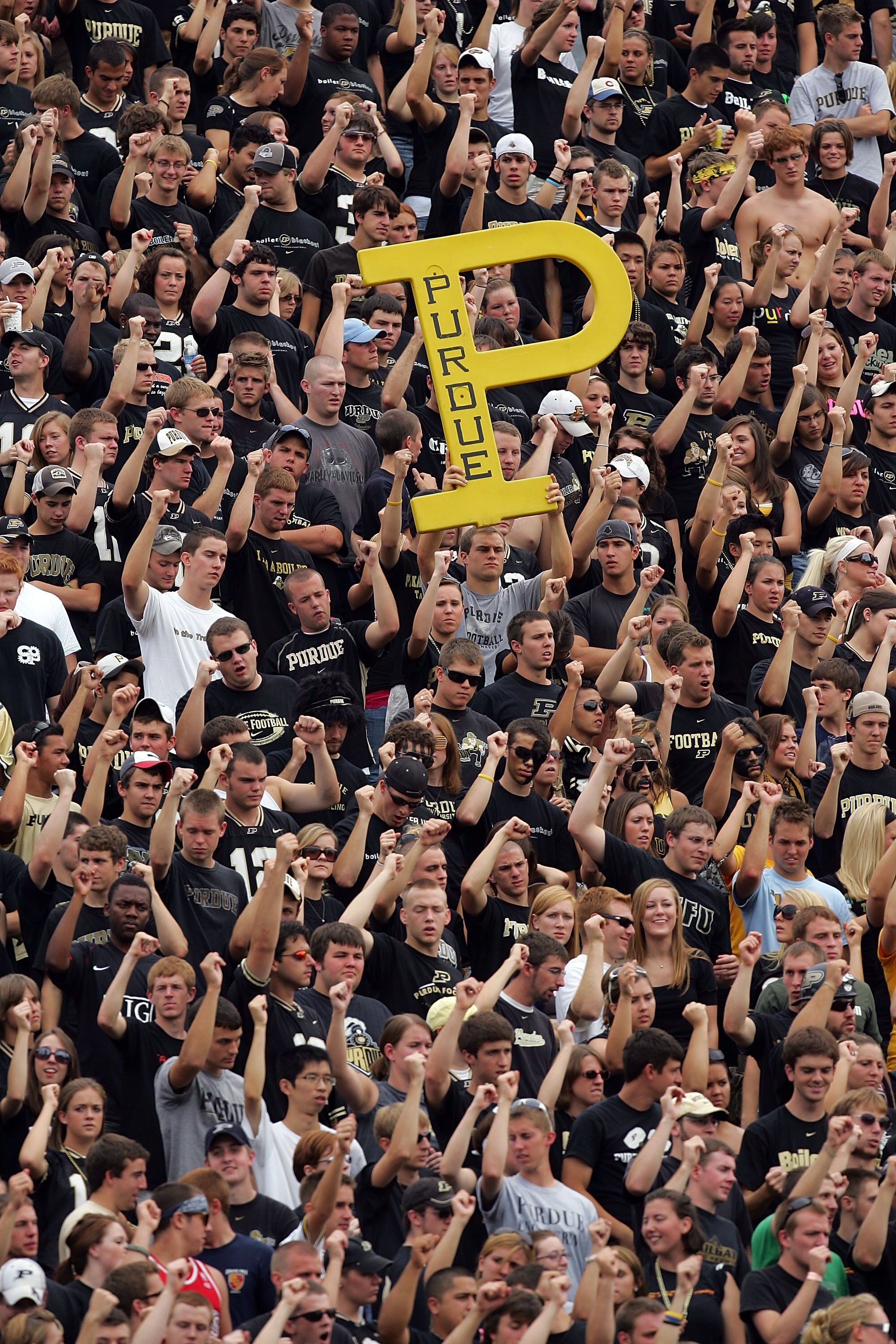 WEST LAFAYETTE, IN - SEPTEMBER 20:  Purdue Boilermakers fans cheer during play against the Central Michigan Chippewas at Ross-Ade Stadium on September 20, 2008 in West Lafayette, Indiana.  (Photo by Ronald Martinez/Getty Images)