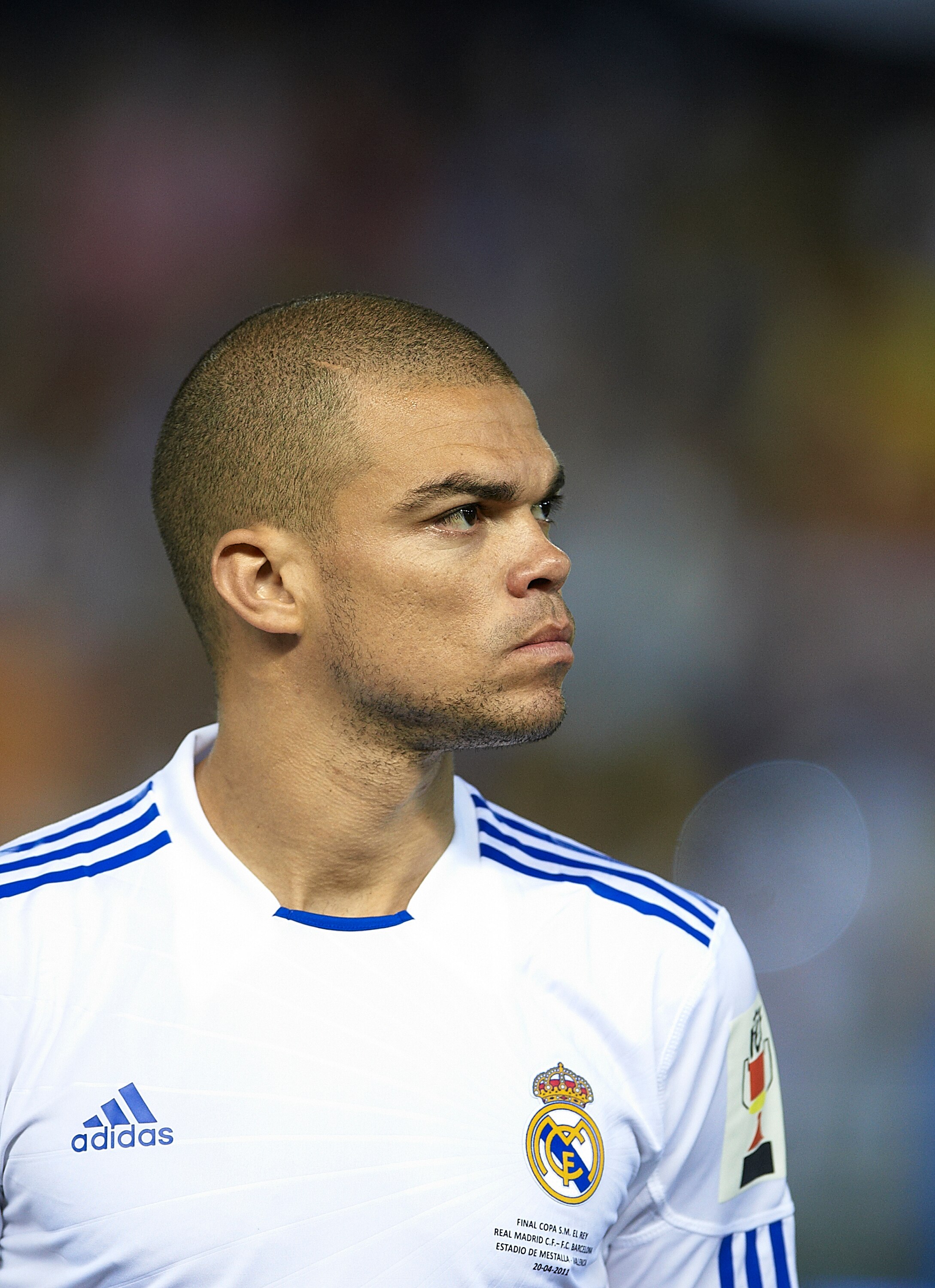 VALENCIA, BARCELONA - APRIL 20:  Pepe of Real Madrid looks on before the Copa del Rey final match between Real Madrid and Barcelona at Estadio Mestalla on April 20, 2011 in Valencia, Spain. Real Madrid won 1-0  (Photo by Manuel Queimadelos Alonso/Getty Im