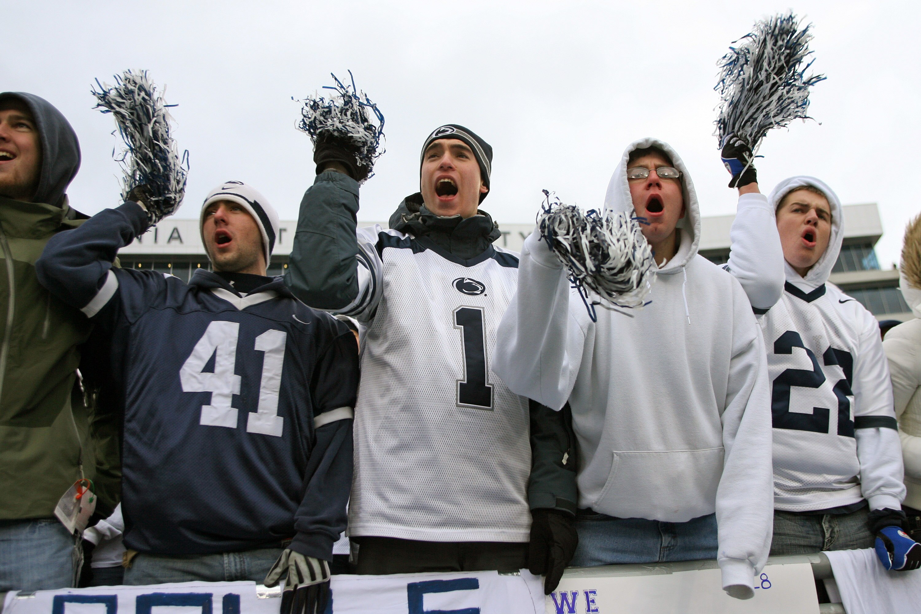 STATE COLLEGE, PA - NOVEMBER 27: Penn State Nittany Lion fans cheer during a game against the Michigan State Spartans on November 27, 2010 at Beaver Stadium in State College, Pennsylvania. The Spartans won 28-22. (Photo by Hunter Martin/Getty Images)