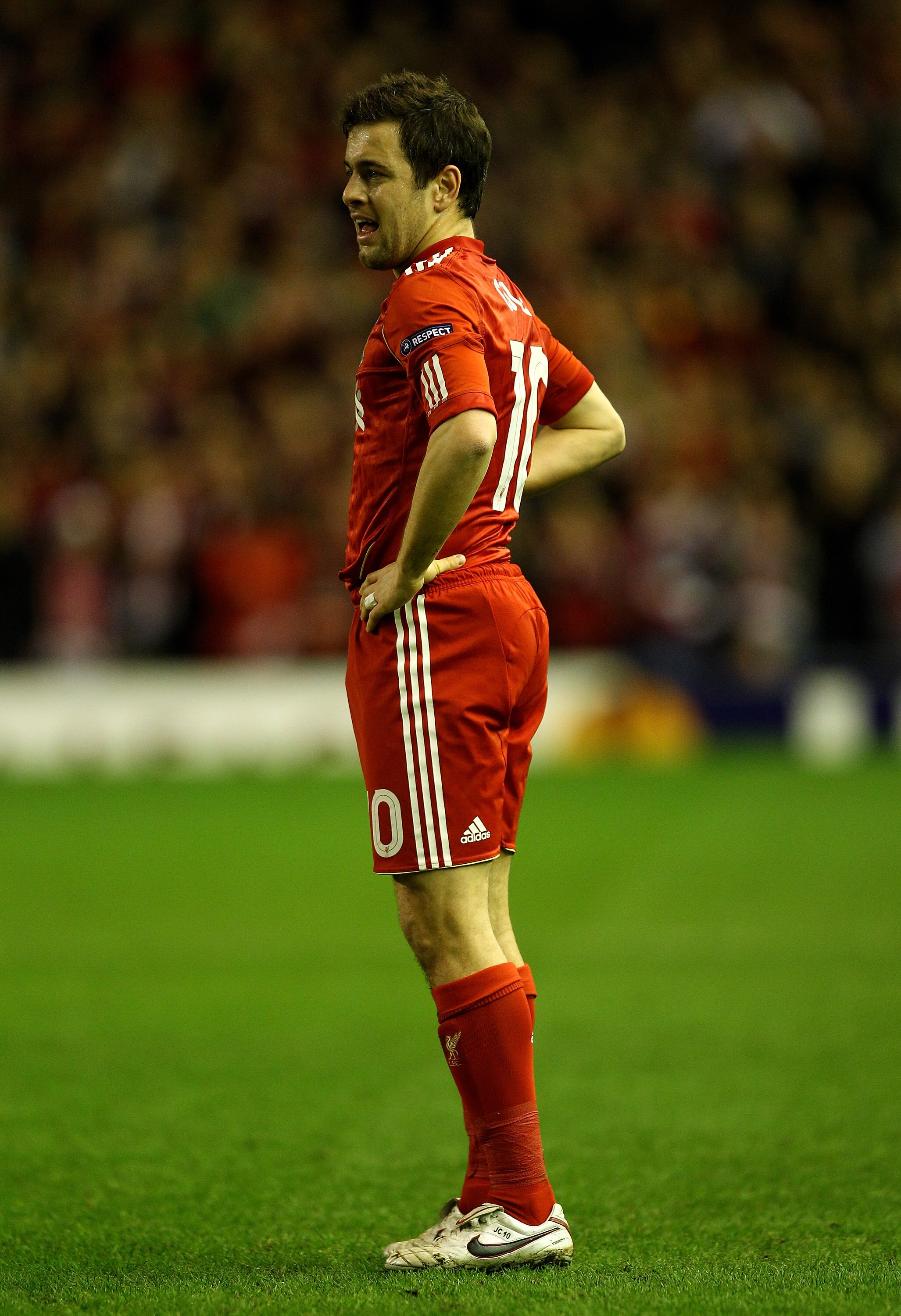 LIVERPOOL, ENGLAND - FEBRUARY 24:  Joe Cole of Liverpool looks on during the UEFA Europa League Round of 32 2nd leg match beteween Liverpool and Sparta Prague at Anfield on February 24, 2011 in Liverpool, England.  (Photo by Richard Heathcote/Getty Images
