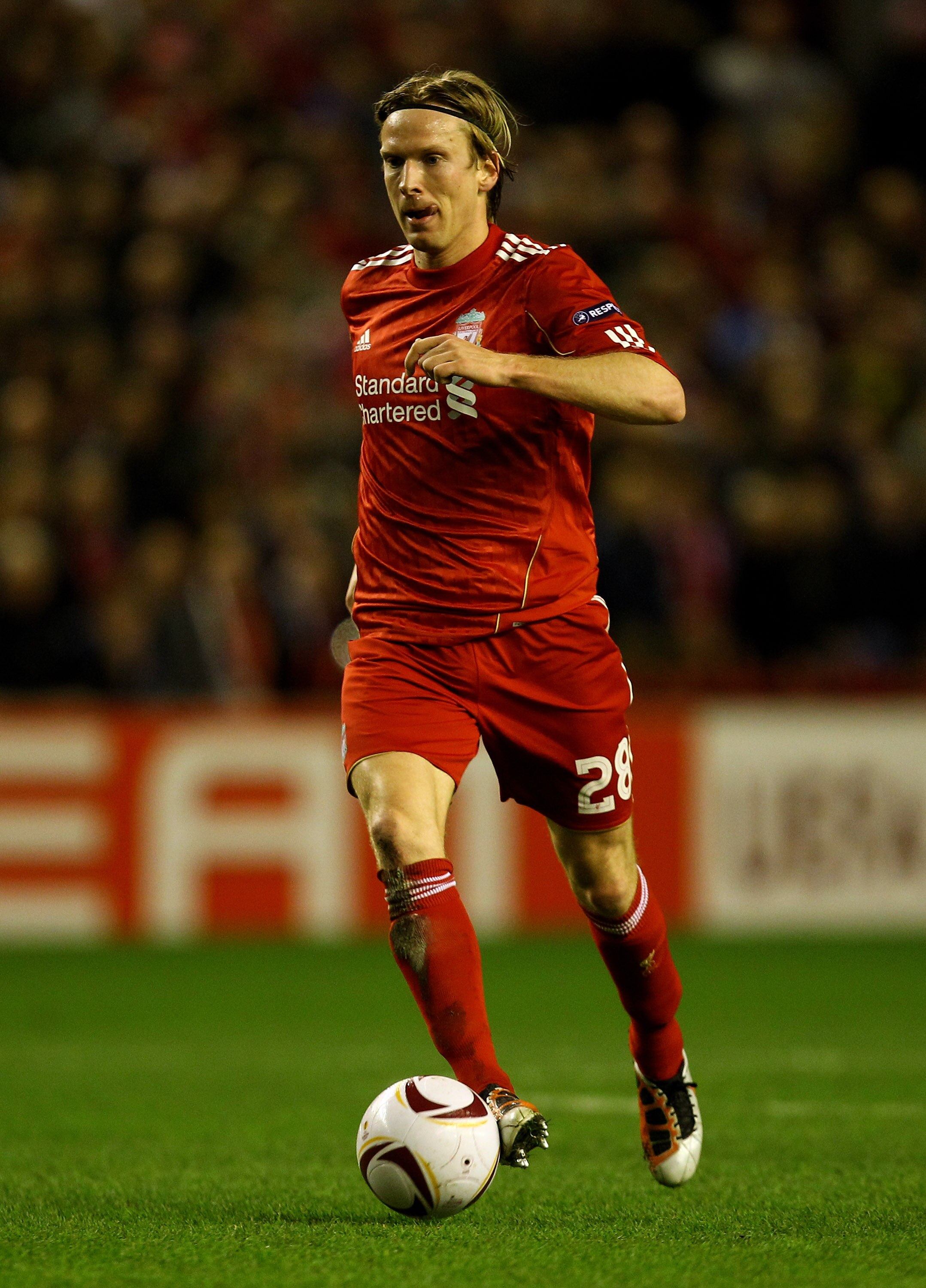 LIVERPOOL, ENGLAND - FEBRUARY 24:  Christian Poulsen of Liverpool in action during the UEFA Europa League Round of 32 2nd leg match beteween Liverpool and Sparta Prague at Anfield on February 24, 2011 in Liverpool, England.  (Photo by Richard Heathcote/Ge