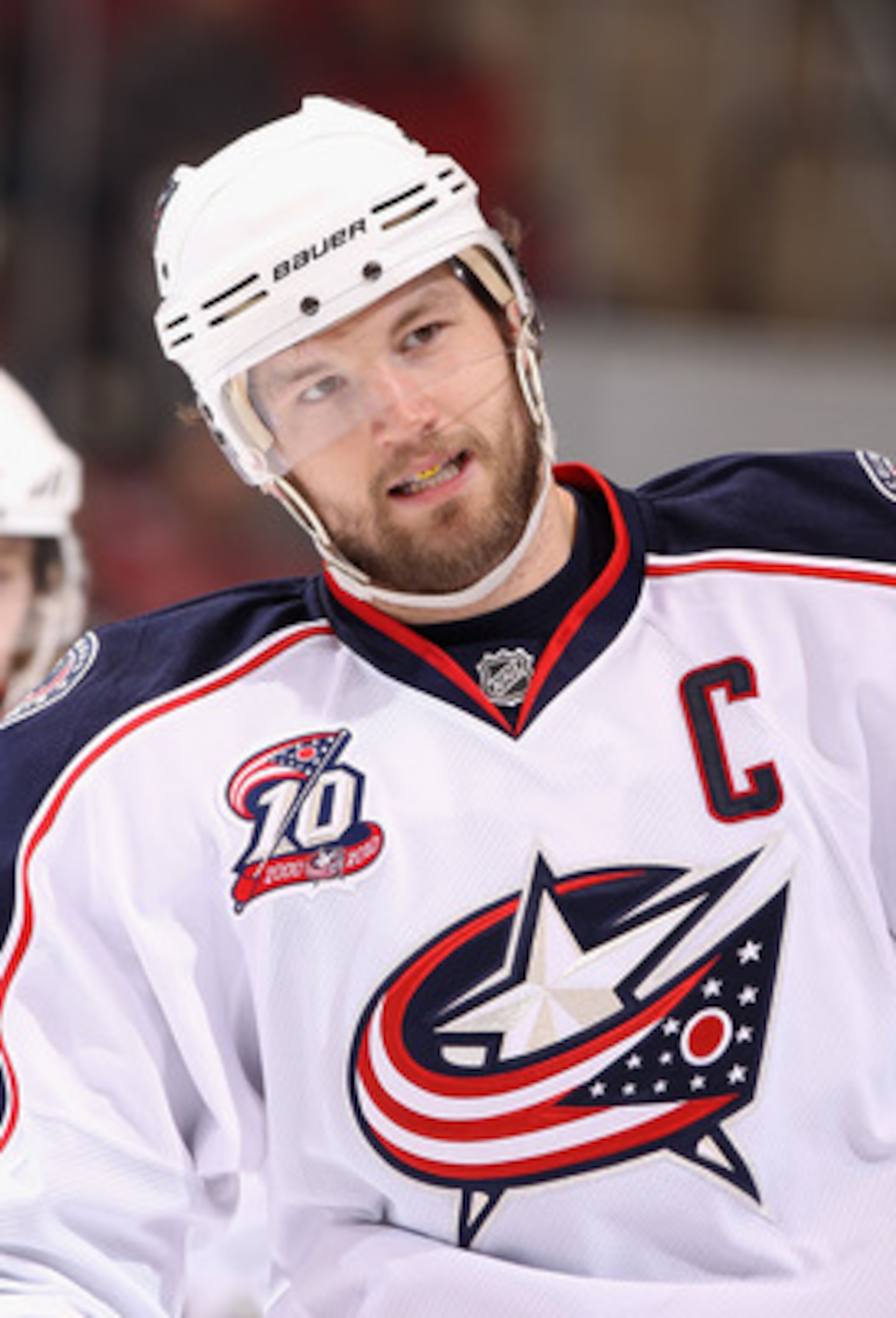 GLENDALE, AZ - MARCH 24:  Rick Nash #61 of the Columbus Blue Jackets during the NHL game against the Phoenix Coyotes at Jobing.com Arena on March 24, 2011 in Glendale, Arizona.  The Coyotes defeated the Blue Jackets 3-0.  (Photo by Christian Petersen/Gett
