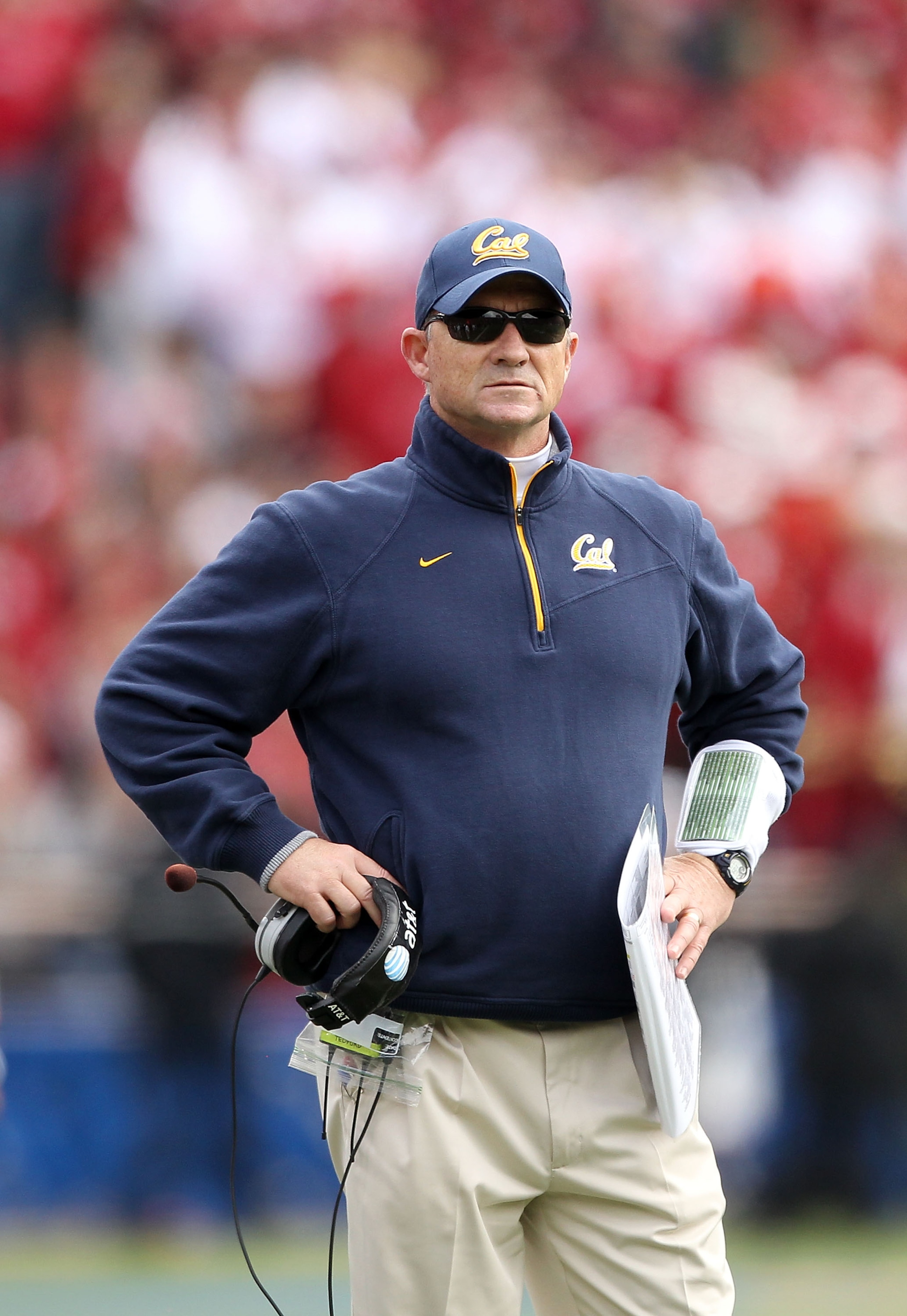 BERKELEY, CA - NOVEMBER 20:  Head coach Jeff Tedford of the California Golden Bears watches his team play their game against the Stanford Cardinal at California Memorial Stadium on November 20, 2010 in Berkeley, California.  (Photo by Ezra Shaw/Getty Imag