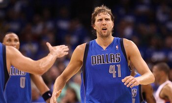 OKLAHOMA CITY, OK - MAY 21:  Dirk Nowitzki #41 of the Dallas Mavericks reacts in the fourth quarter while taking on the Oklahoma City Thunder in Game Three of the Western Conference Finals during the 2011 NBA Playoffs at Oklahoma City Arena on May 21, 201