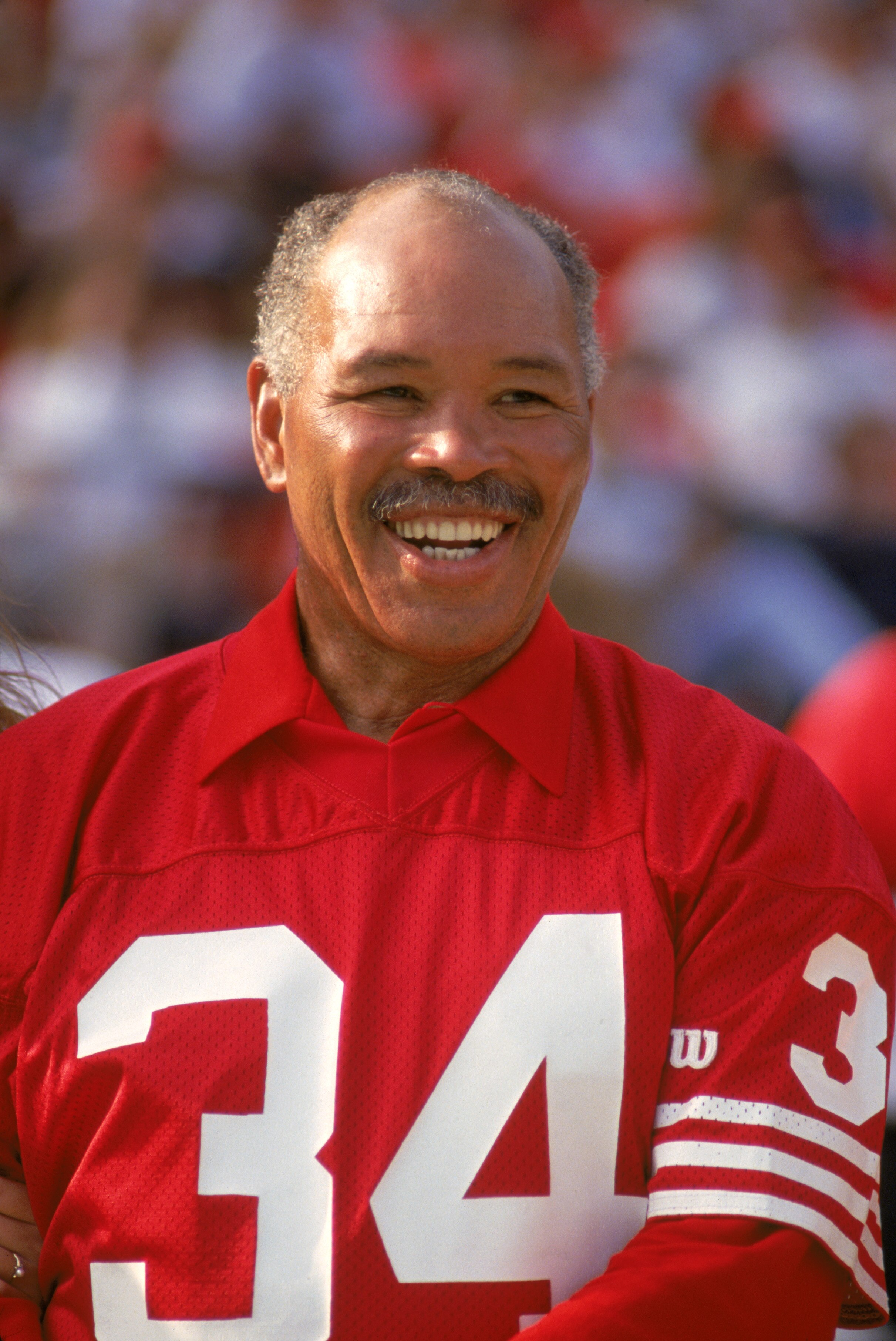 SAN FRANCISCO - NOVEMBER 15:  49ers Hall of Famer, Joe Perry, attends a game between the San Francisco 49ers and New Orleans Saints at Candlestick Park on November 15, 1992 in San Francisco, California.  The 49ers won 21-20.  (Photo by George Rose/Getty I