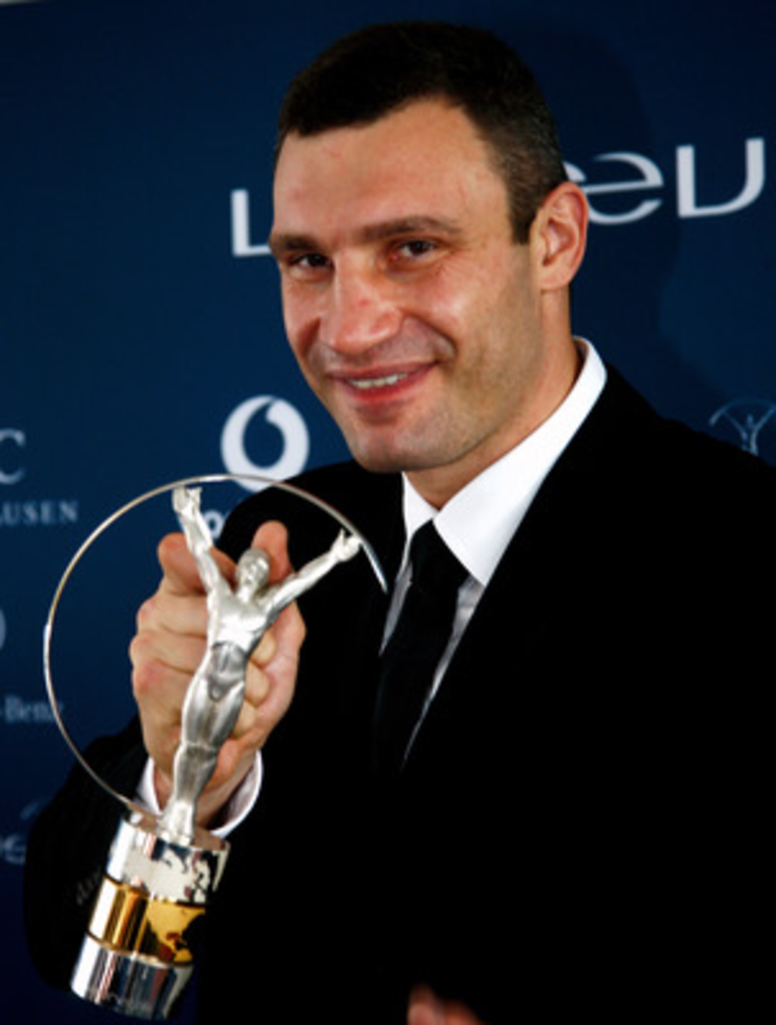 DORTMUND, GERMANY - JUNE 19:  WBC World Champion Vitali Klitschko poses after receiving the Laureus World Comeback of the year award during a ceremony and press conference held at the B1 on June 19, 2009 in Dortmund, Germany.  (Photo by Friedemann Vogel/G