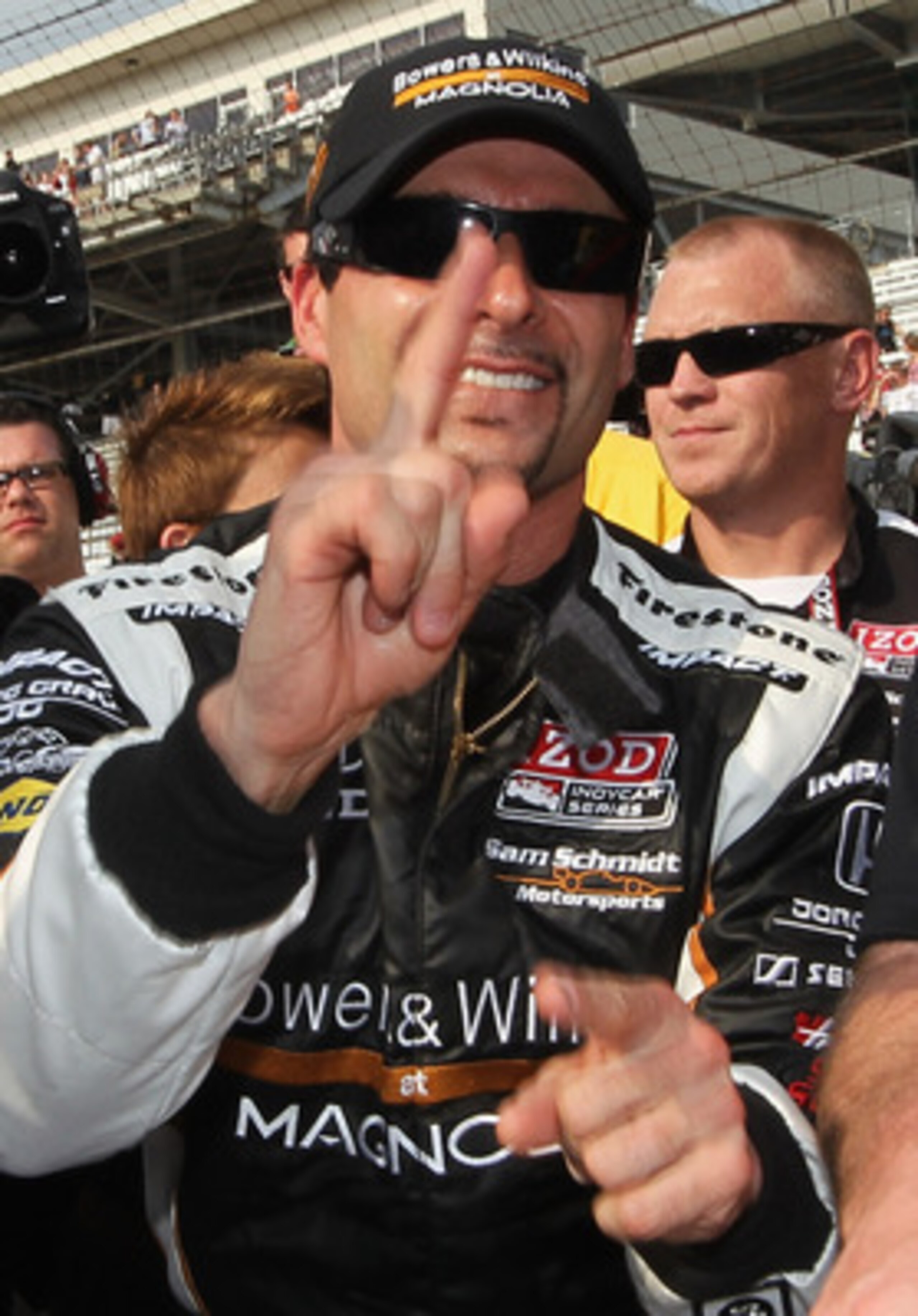 INDIANAPOLIS, IN - MAY 21: Alex Tagliani of Canada, driver of the #77 Bowers & Wilkins/Sam Schmidt Motorsports Dallara Honda, celebrates after qualifying on the pole for the Indianapolis 500 on May 21, 2011 at Indianapolis Motor Speedway in Indianapolis, INDIANAPOLIS, IN - MAY 21: Alex Tagliani of Canada, driver of the #77 Bowers & Wilkins/Sam Schmidt Motorsports Dallara Honda, celebrates after qualifying on the pole for the Indianapolis 500 on May 21, 2011 at Indianapolis Motor Speedway in Indianapolis,