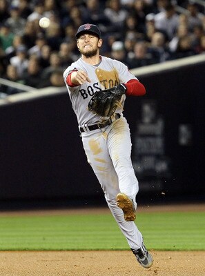NEW YORK, NY - MAY 14:  Jed Lowrie #12 of the Boston Red Sox throws out Derek Jeter (not pictured) of the New York Yankees in the third inning on May 14, 2011 at Yankee Stadium in the Bronx borough of New York City.  (Photo by Jim McIsaac/Getty Images)