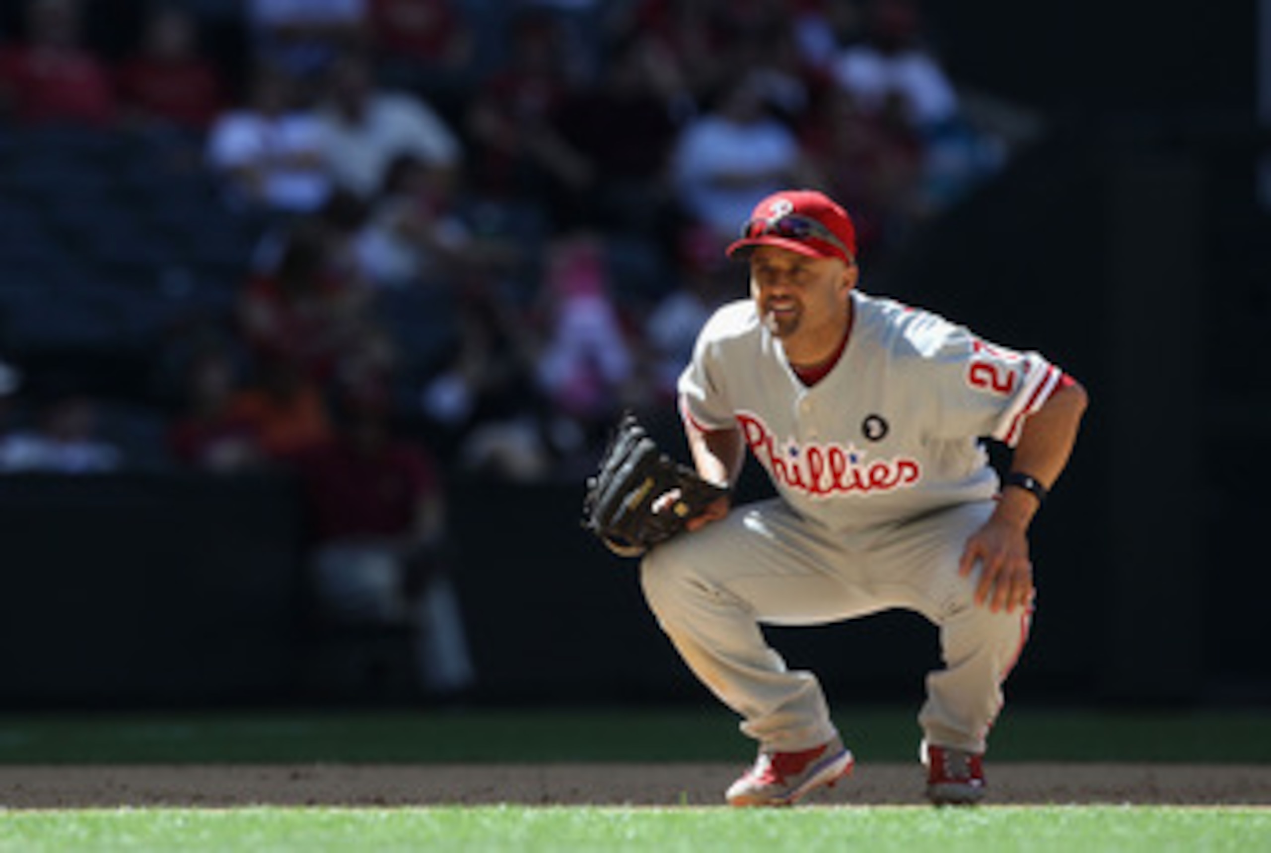 PHOENIX, AZ - APRIL 27:  Infielder Placido Polanco #27 of the Philadelphia Phillies during the Major League Baseball game against the Arizona Diamondbacks at Chase Field on April 27, 2011 in Phoenix, Arizona.  The Phillies defeated the Diamondbacks 8-4.