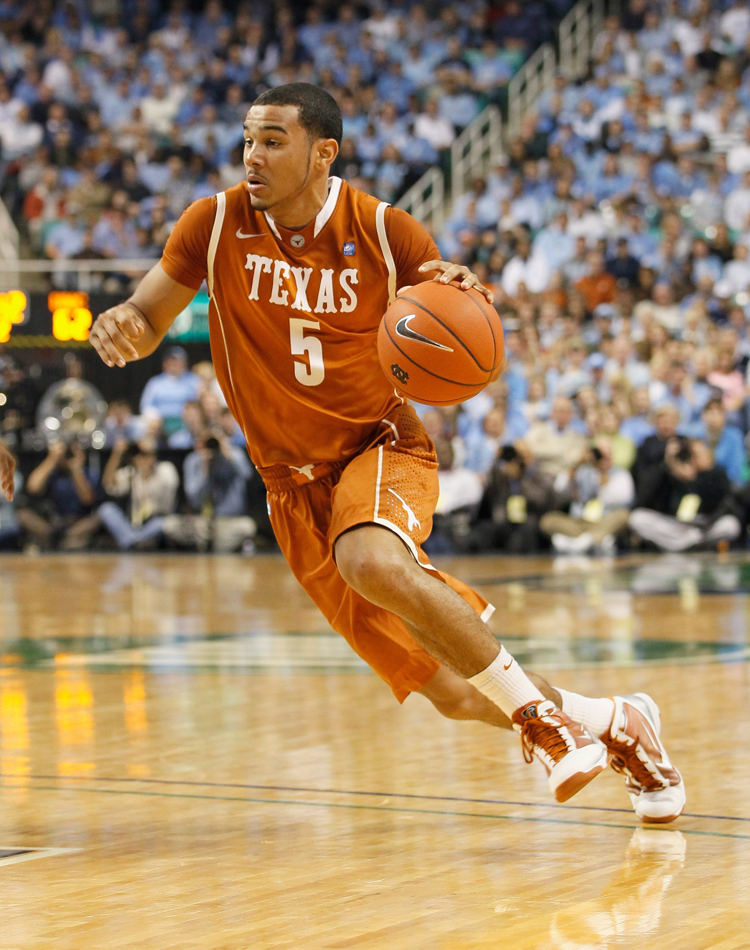 GREENSBORO, NC - DECEMBER 18:  Cory Joseph #5 of the Texas Longhorns against the North Carolina Tar Heels at Greensboro Coliseum on December 18, 2010 in Greensboro, North Carolina.  (Photo by Kevin C. Cox/Getty Images)