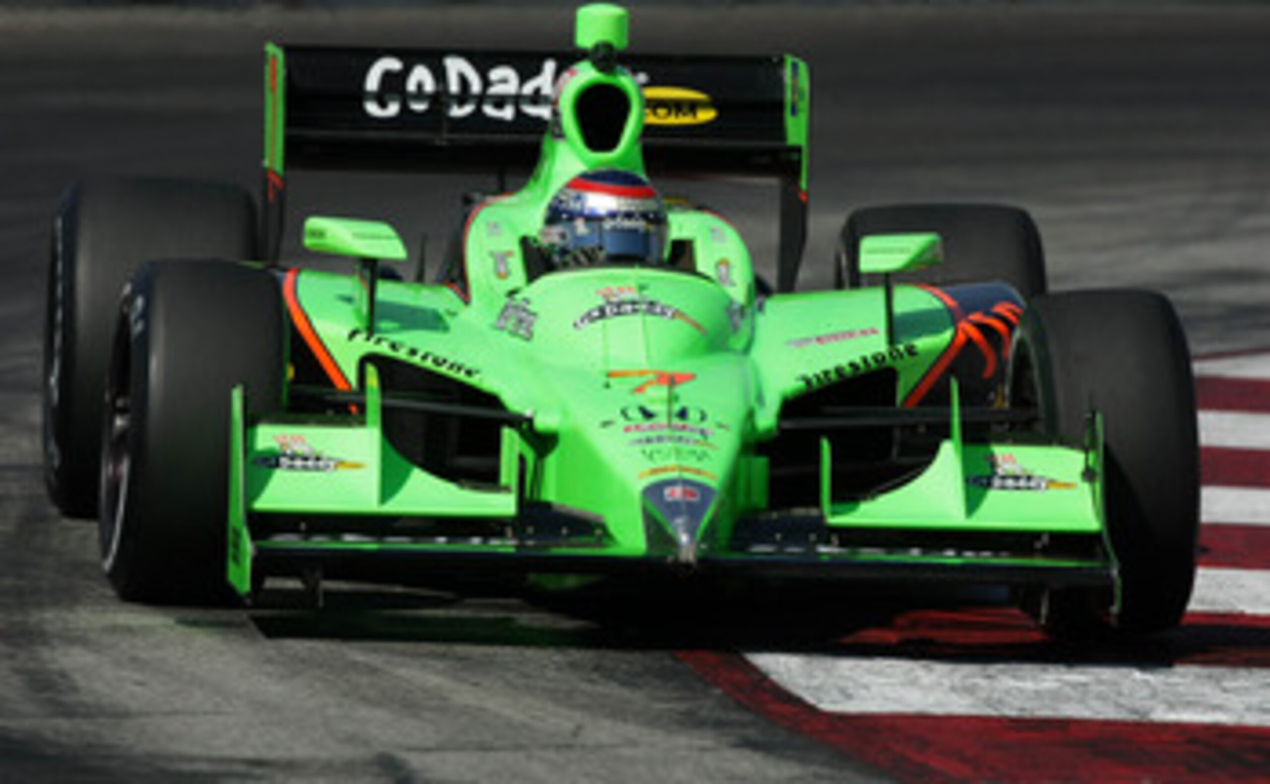 LONG BEACH, CA - APRIL 15:  Danica Patrick, driver of the #7 Team GoDaddy Andretti Autosport Dallara Honda, during the practice for the Toyota Grand Prix of Long Beach on April 15, 2011 in Long Beach, California. (Photo by Donald Miralle/Getty Images)