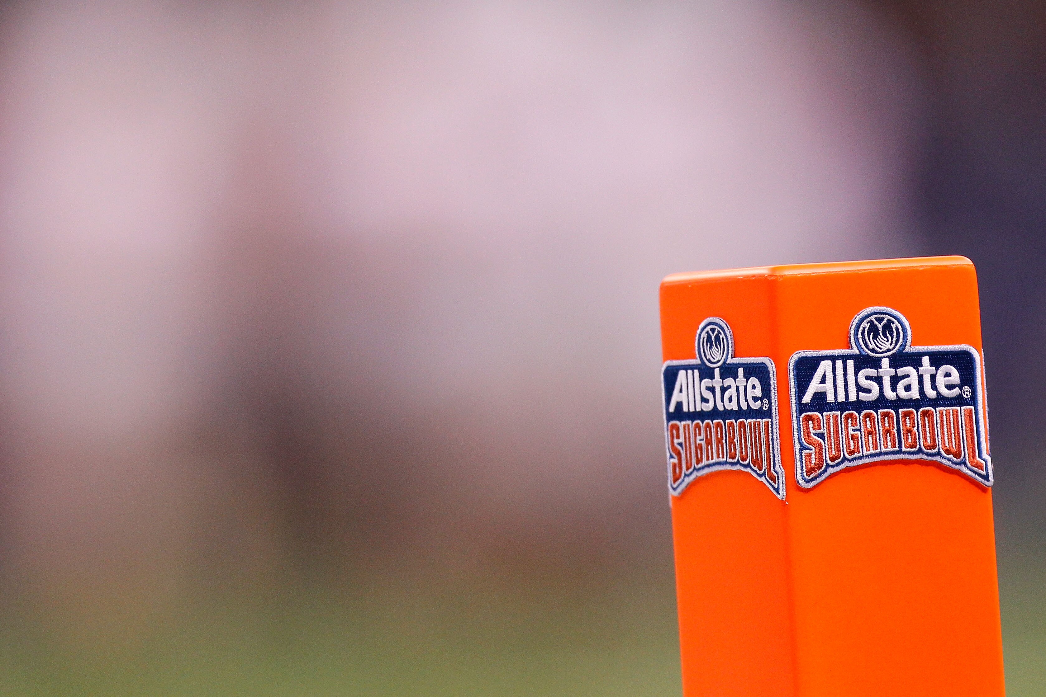 NEW ORLEANS, LA - JANUARY 04:  A detail photo of the pylon during the Allstate Sugar Bowl between the Arkansas Razorbacks and Ohio State Buckeyes at the Louisiana Superdome on January 4, 2011 in New Orleans, Louisiana.  (Photo by Kevin C. Cox/Getty Images