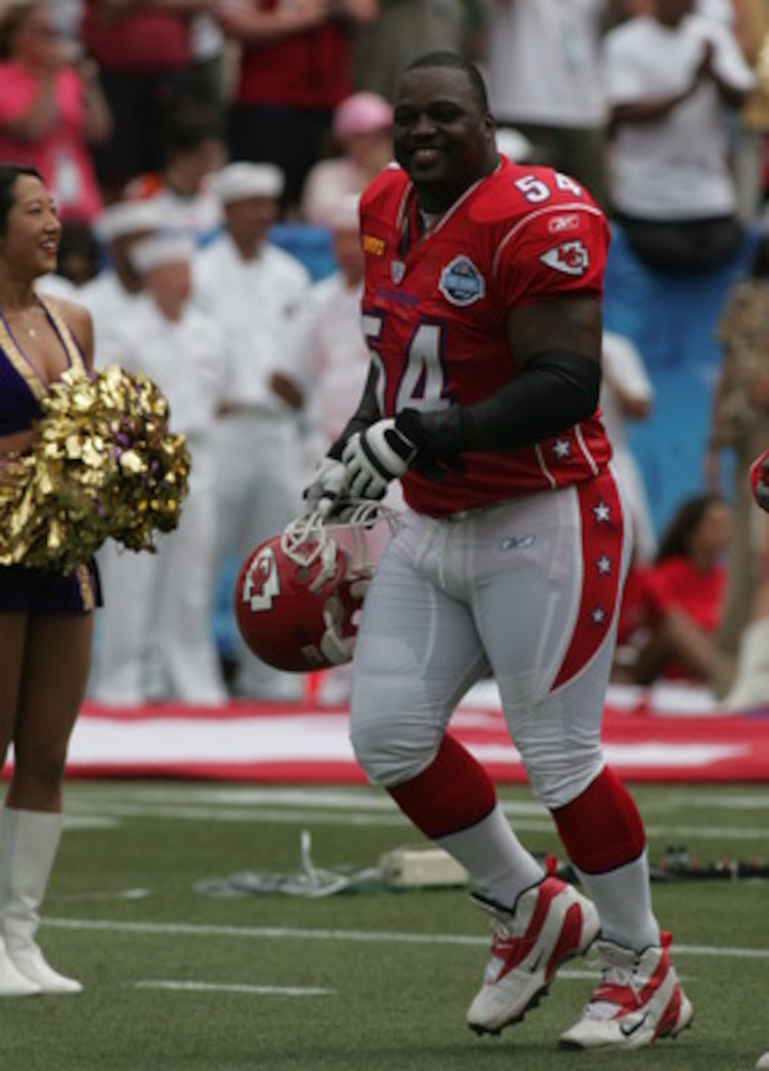 HONOLULU - FEBRUARY 12:  Brian Waters #54 of the AFC is introduced before the 2006 NFL Pro Bowl against the NFC on February 12, 2006 at Aloha Stadium in Honolulu, Hawaii. The NFC won 23-17.  (Photo by Ronald Martinez/Getty Images)
