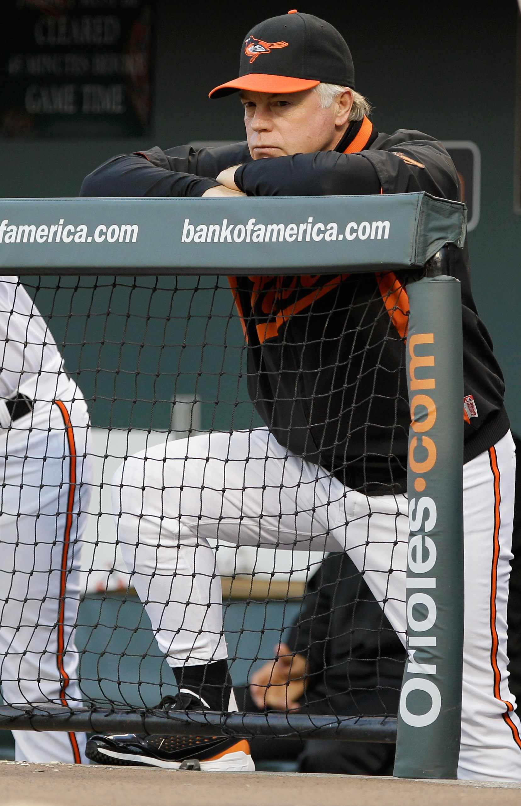 BALTIMORE, MD - MAY 12: Manager Buck Showalter #26 of the Baltimore Orioles in the dugout against the Seattle Mariners at Oriole Park at Camden Yards on May 12, 2011 in Baltimore, Maryland.  (Photo by Rob Carr/Getty Images)