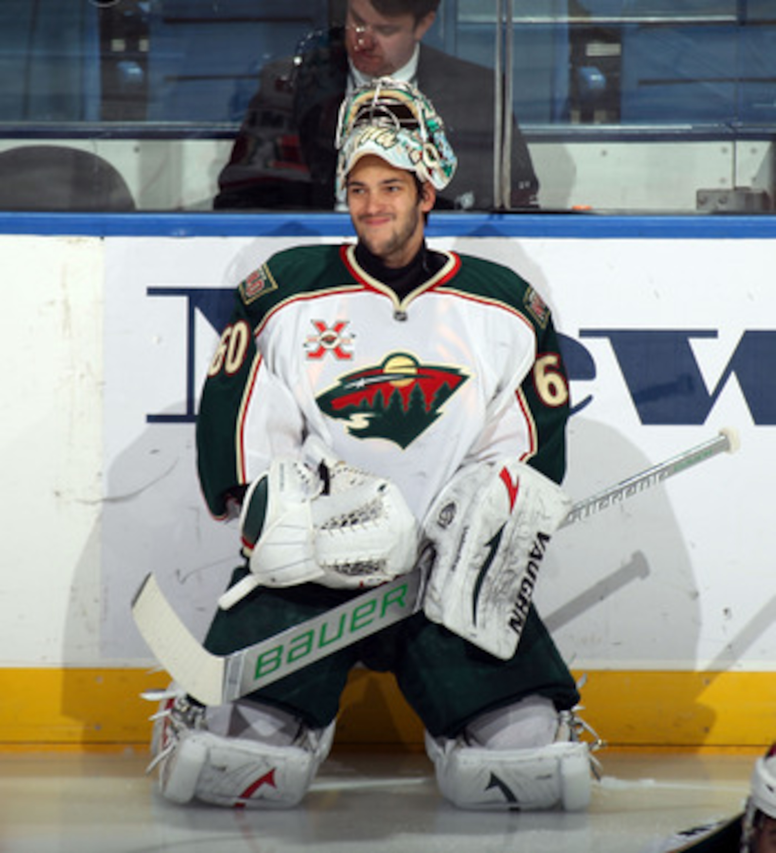UNIONDALE, NY - MARCH 02:  Jose Theodore #60 of the Minnesota Wild tends net against the New York Islanders at the Nassau Coliseum on March 2, 2011 in Uniondale, New York. The Islanders defeated the Wild 4-1.  (Photo by Bruce Bennett/Getty Images)