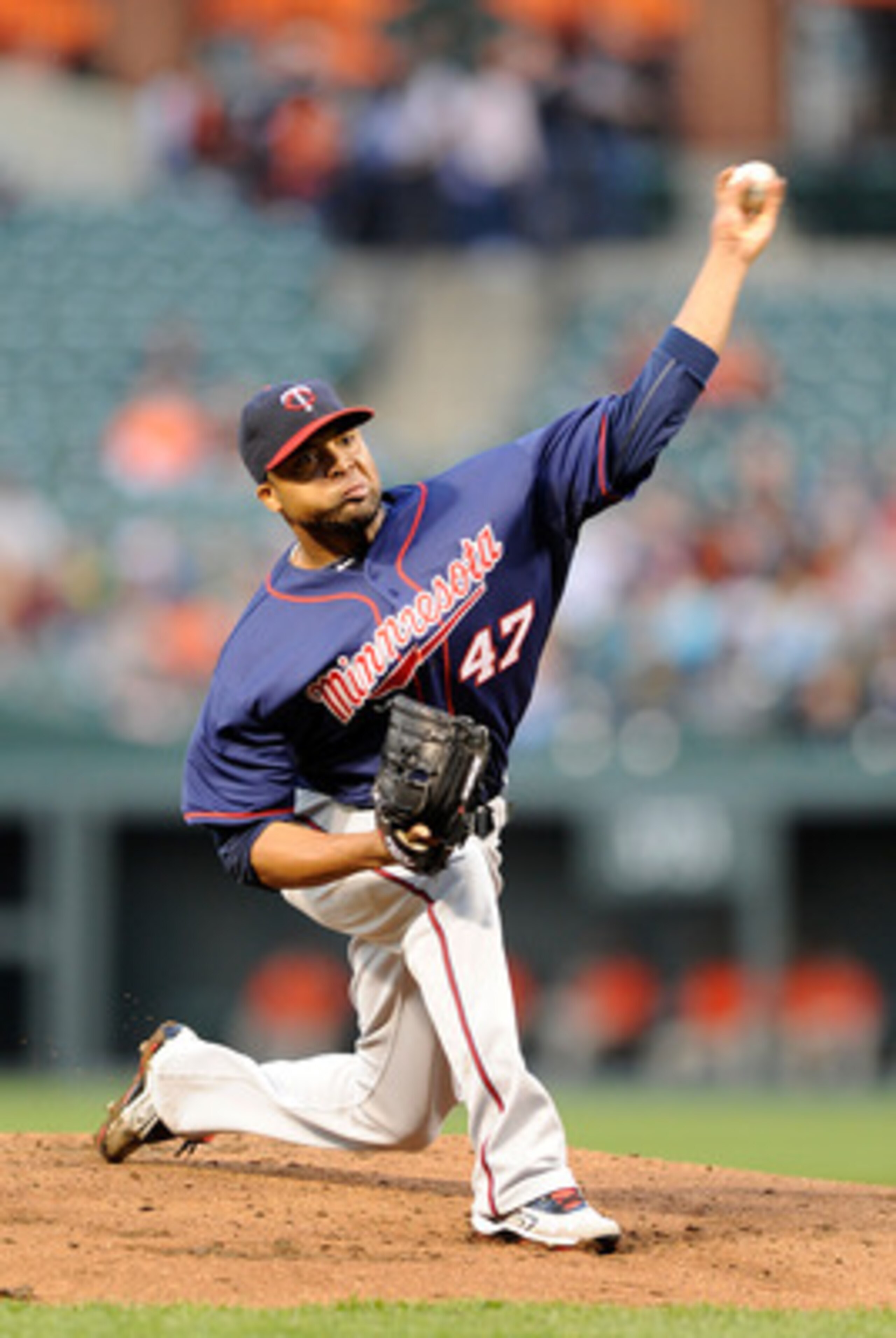 BALTIMORE, MD - APRIL 18:  Francisco Liriano #47 of the Minnesota Twins pitches against the Baltimore Orioles at Oriole Park at Camden Yards on April 18, 2011 in Baltimore, Maryland.  (Photo by Greg Fiume/Getty Images)