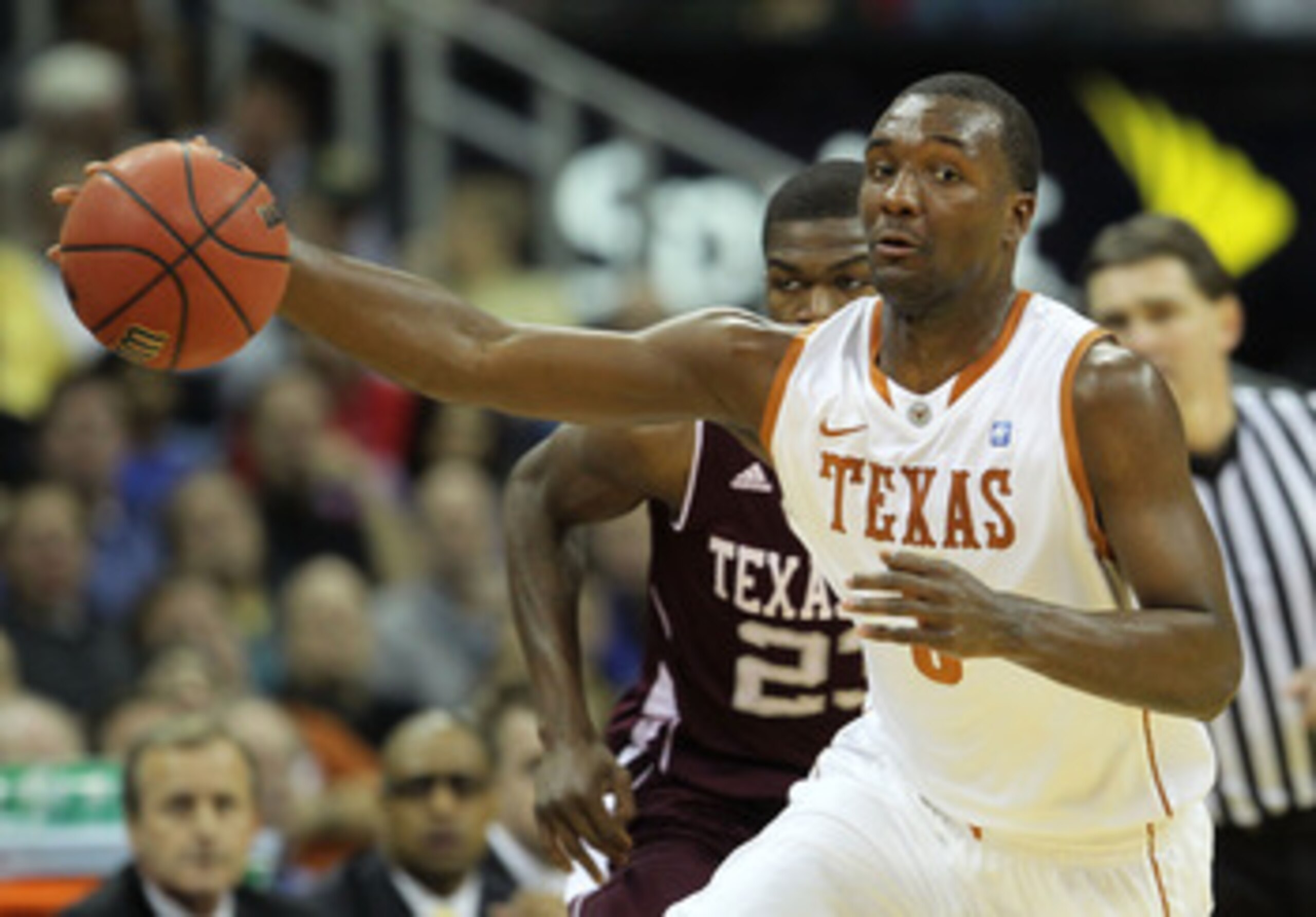 KANSAS CITY, MO - MARCH 11:  Jordan Hamilton #3 of the Texas Longhorns controls the ball during their semifinal game against the Texas A&M Aggies in the 2011 Phillips 66 Big 12 Men's Basketball Tournament at Sprint Center on March 11, 2011 in Kansas City,