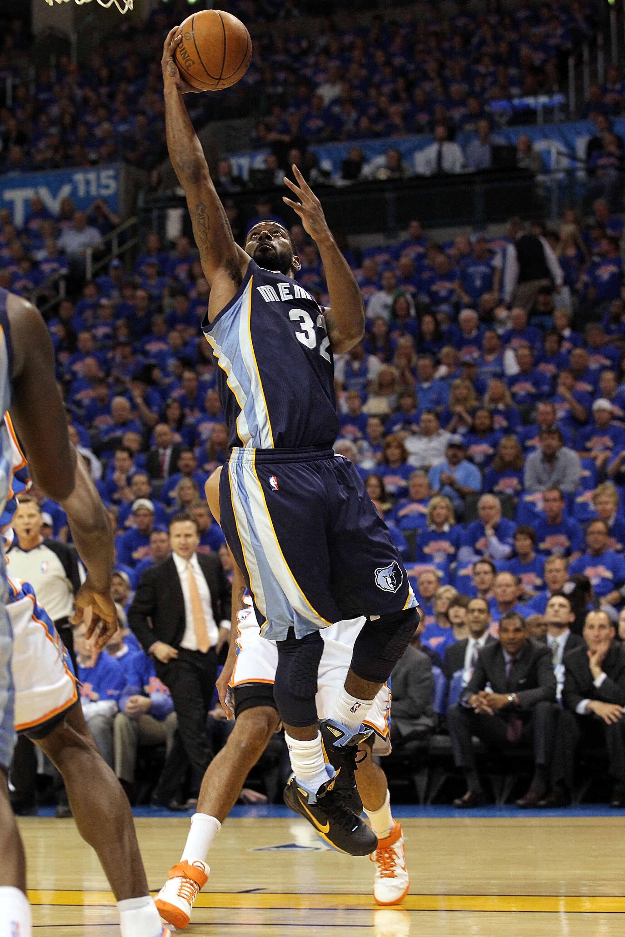 OKLAHOMA CITY, OK - MAY 15:  Guard O.J. Mayo #32 of the Memphis Grizzlies takes a shot against the Oklahoma City Thunder in Game Seven of the Western Conference Semifinals in the 2011 NBA Playoffs on May 15, 2011 at Oklahoma City Arena in Oklahoma City, O
