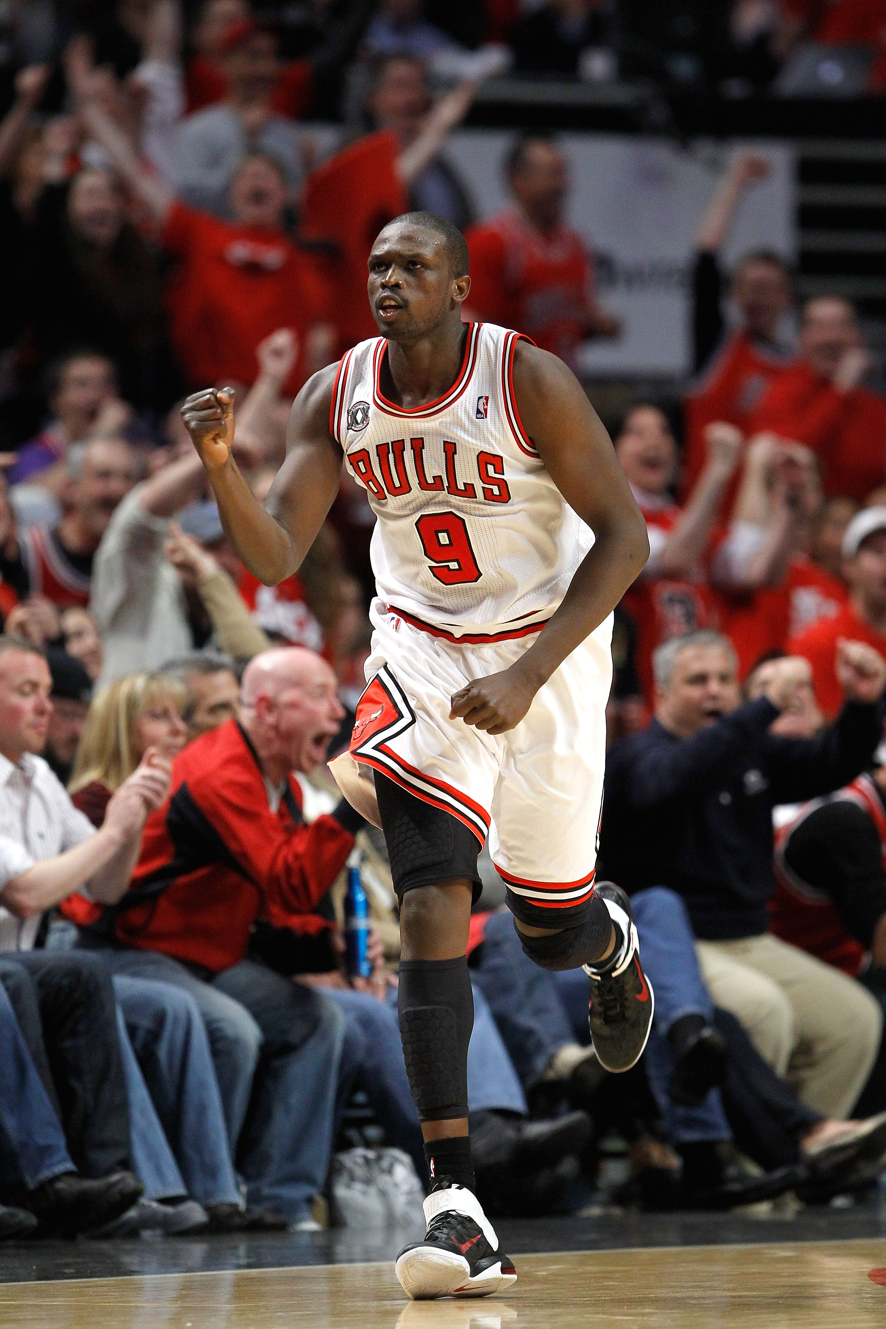 CHICAGO, IL - MAY 15:  Luol Deng #9 of the Chicago Bulls reacts against the Miami Heat in Game One of the Eastern Conference Finals during the 2011 NBA Playoffs on May 15, 2011 at the United Center in Chicago, Illinois. The Bulls won 103-82. NOTE TO USER: