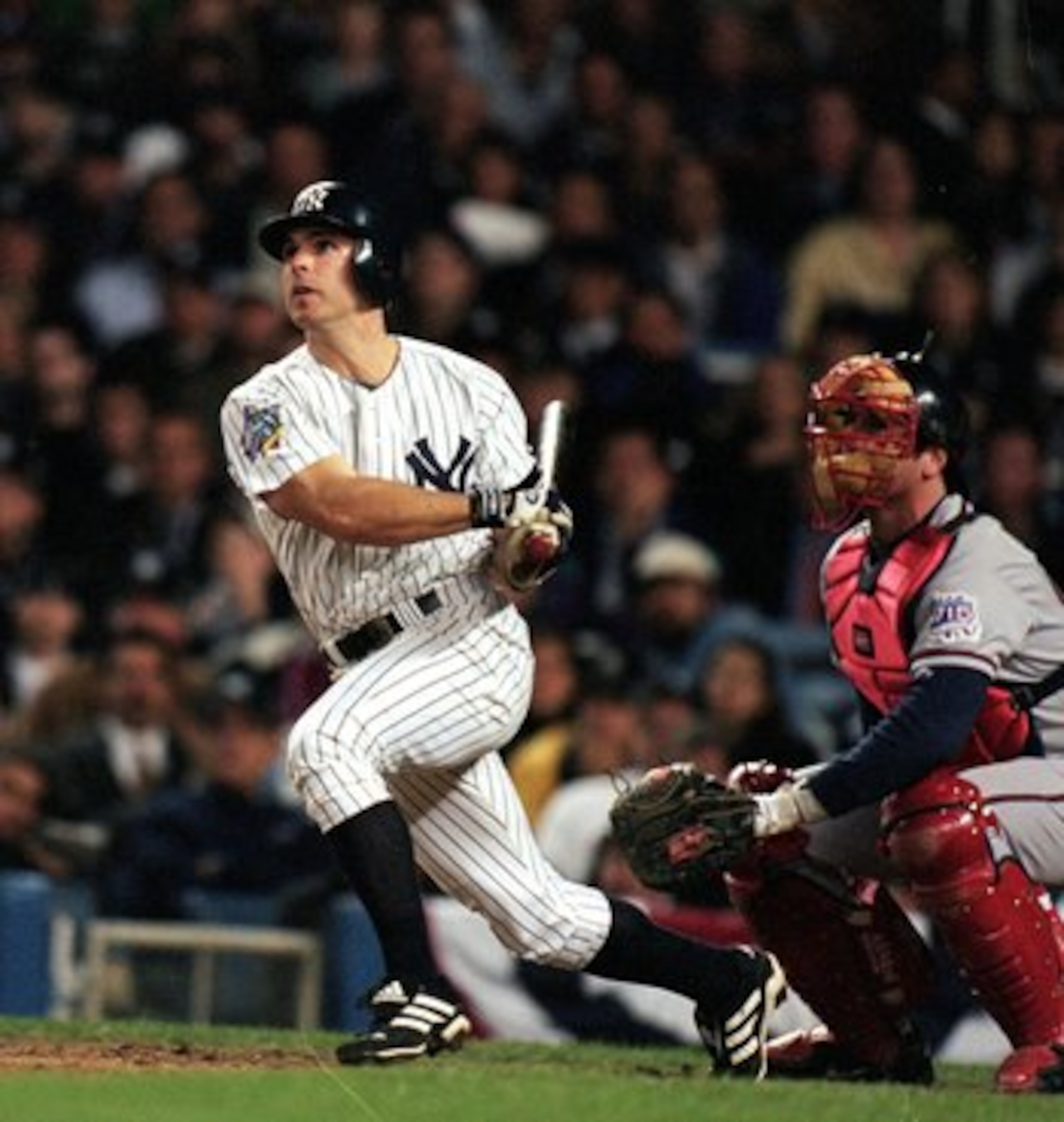 26 Oct 1999: Chad Curtis #28 of the New York Yankees hit the winning home run during the World Series Game three against the Atlanta Braves at Yankee Stadium in the Bronx, New York. The Yankees defeated the Braves 6-5. 26 Oct 1999: Chad Curtis #28 of the New York Yankees hit the winning home run during the World Series Game three against the Atlanta Braves at Yankee Stadium in the Bronx, New York. The Yankees defeated the Braves 6-5.