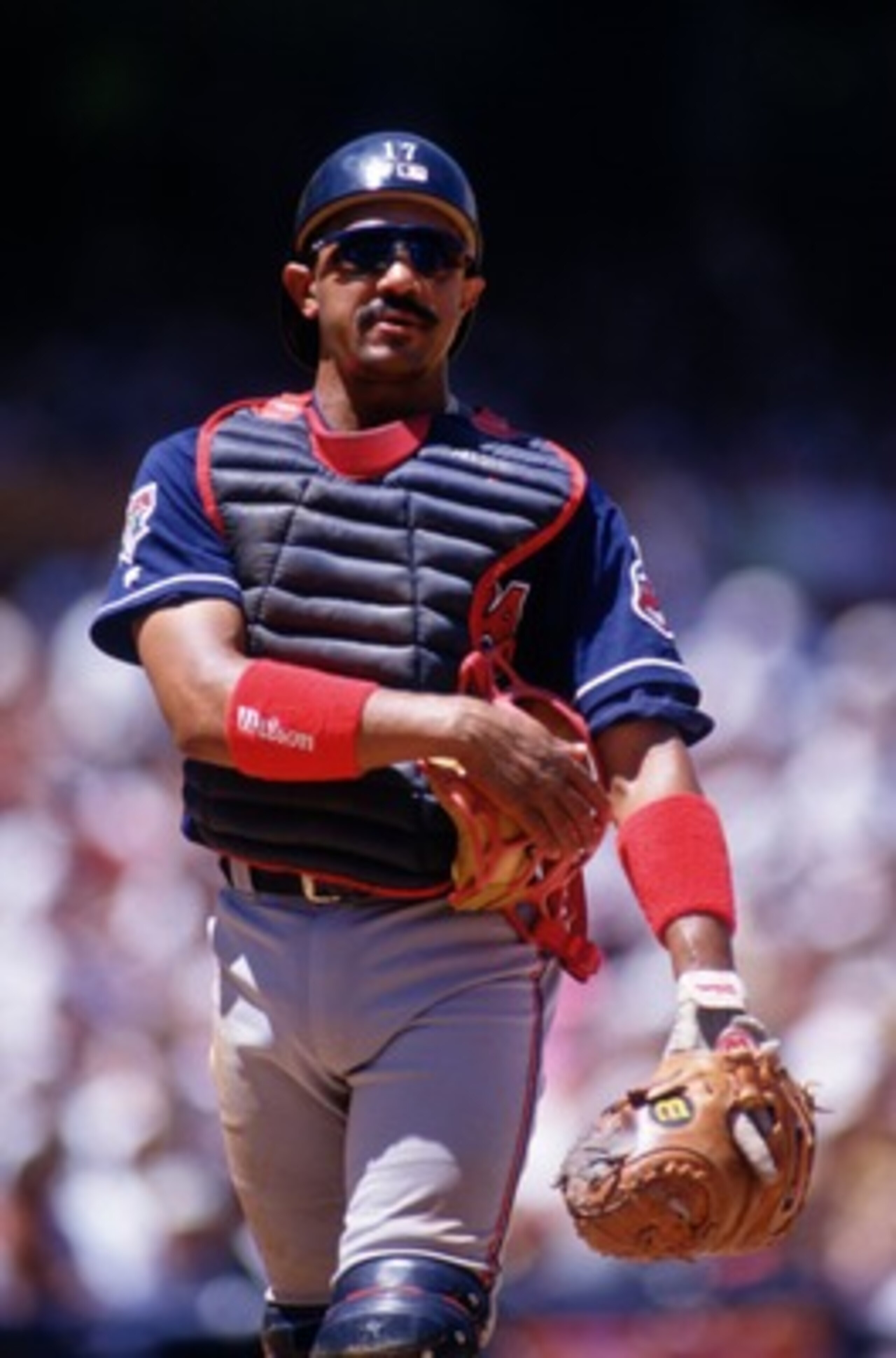 26 JUL 1995: CLEVLEAND CATCHER TONY PENA DURING THE INDIANS 6-3 LOSS TO THE CALIFORNIA ANGELS AT ANAHEIM STADIUM IN ANAHEIM, CALIFORNIA. Mandatory Credit: Craig Jones/ALLSPORT 26 JUL 1995: CLEVLEAND CATCHER TONY PENA DURING THE INDIANS 6-3 LOSS TO THE CALIFORNIA ANGELS AT ANAHEIM STADIUM IN ANAHEIM, CALIFORNIA. Mandatory Credit: Craig Jones/ALLSPORT